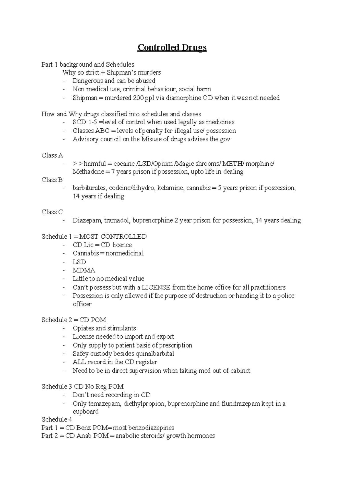Controlled Drugs Part 1: Background, Schedules, and Legal Guidelines ...