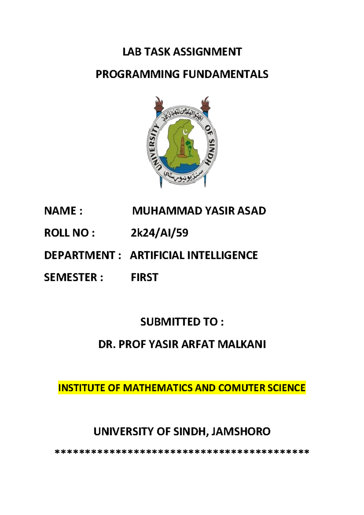 2K24-AI-59 LAB TASK PF - this a a lab task of C languaege - LAB TASK ...