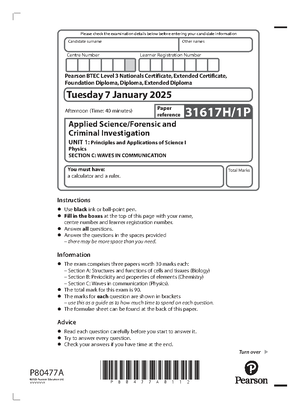 [Solved] can you find the mark scheme for btec applied science unit 3 ...