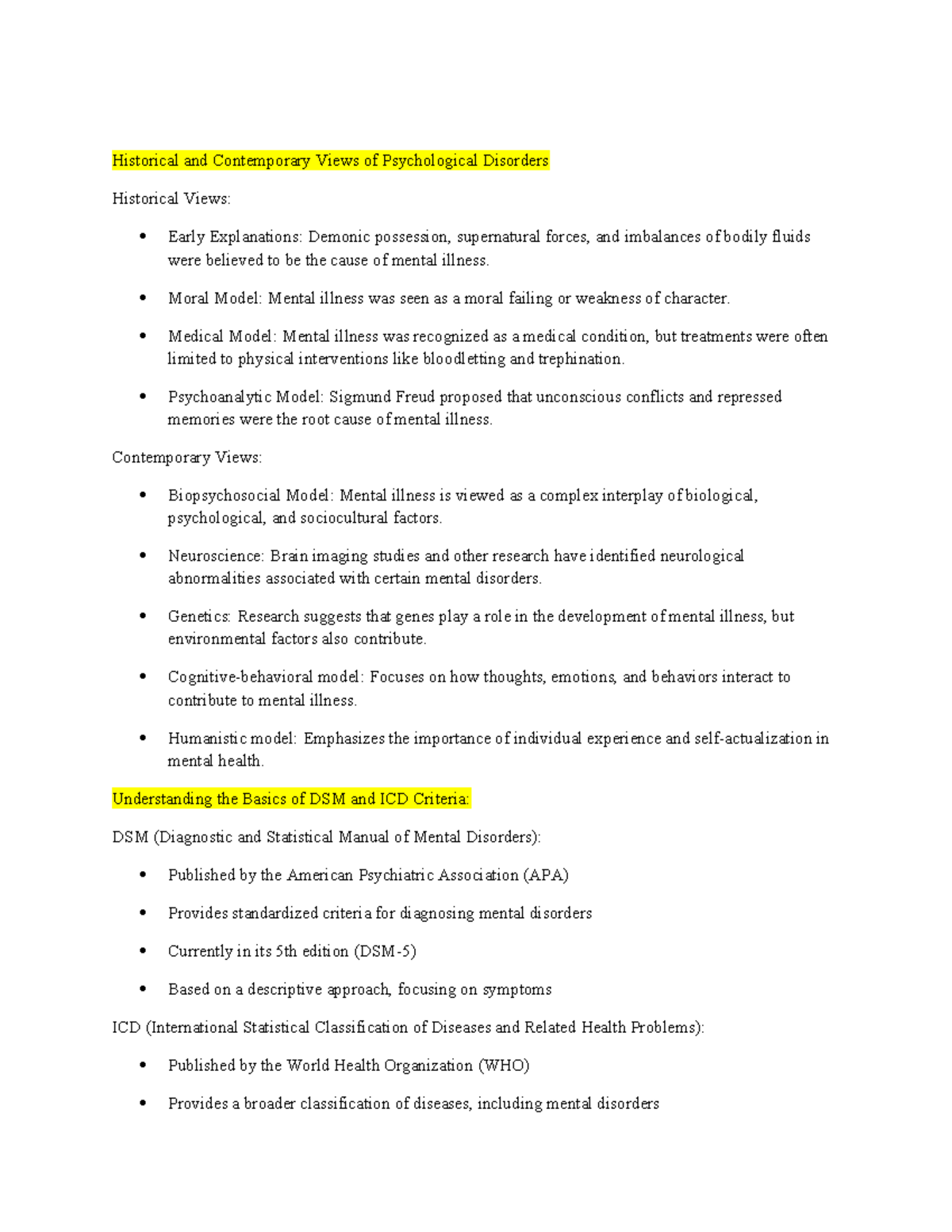Module 1 - Historical and Contemporary Views of Psychological Disorders ...