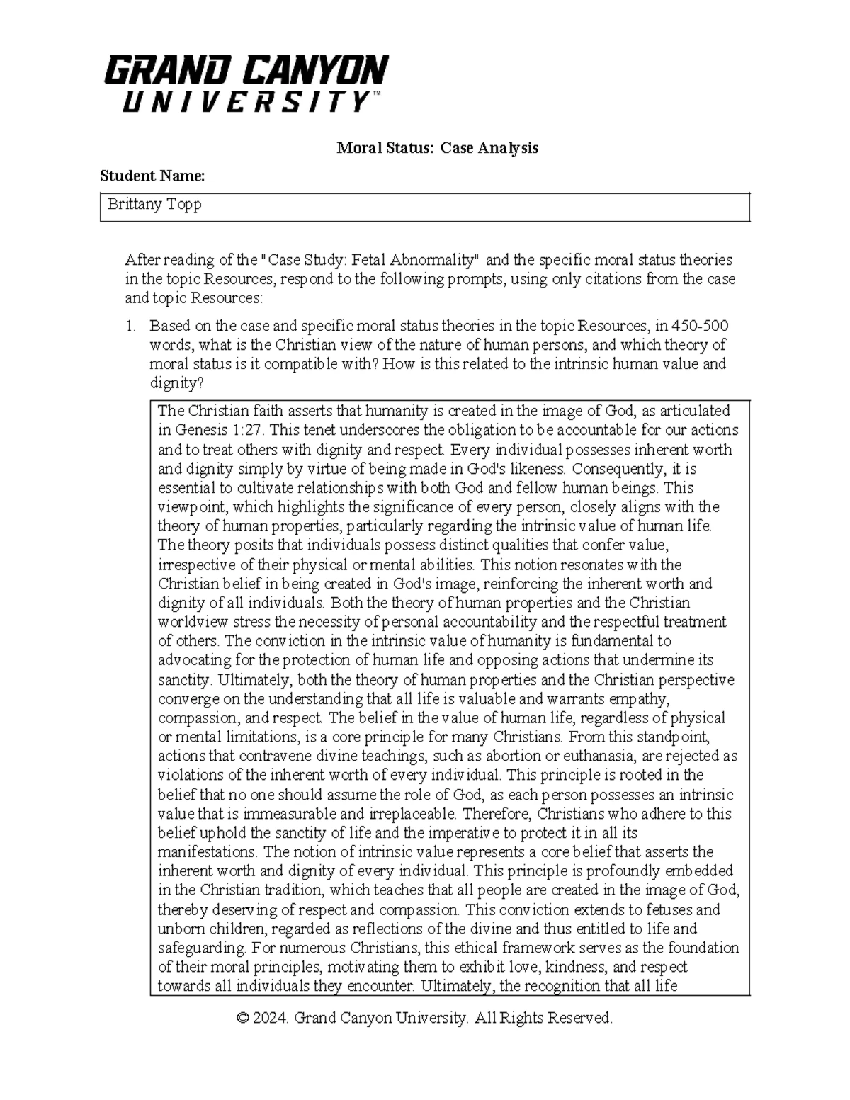 BTopp Case Analysis on Death, Dying, and Christian Perspective 021625 ...
