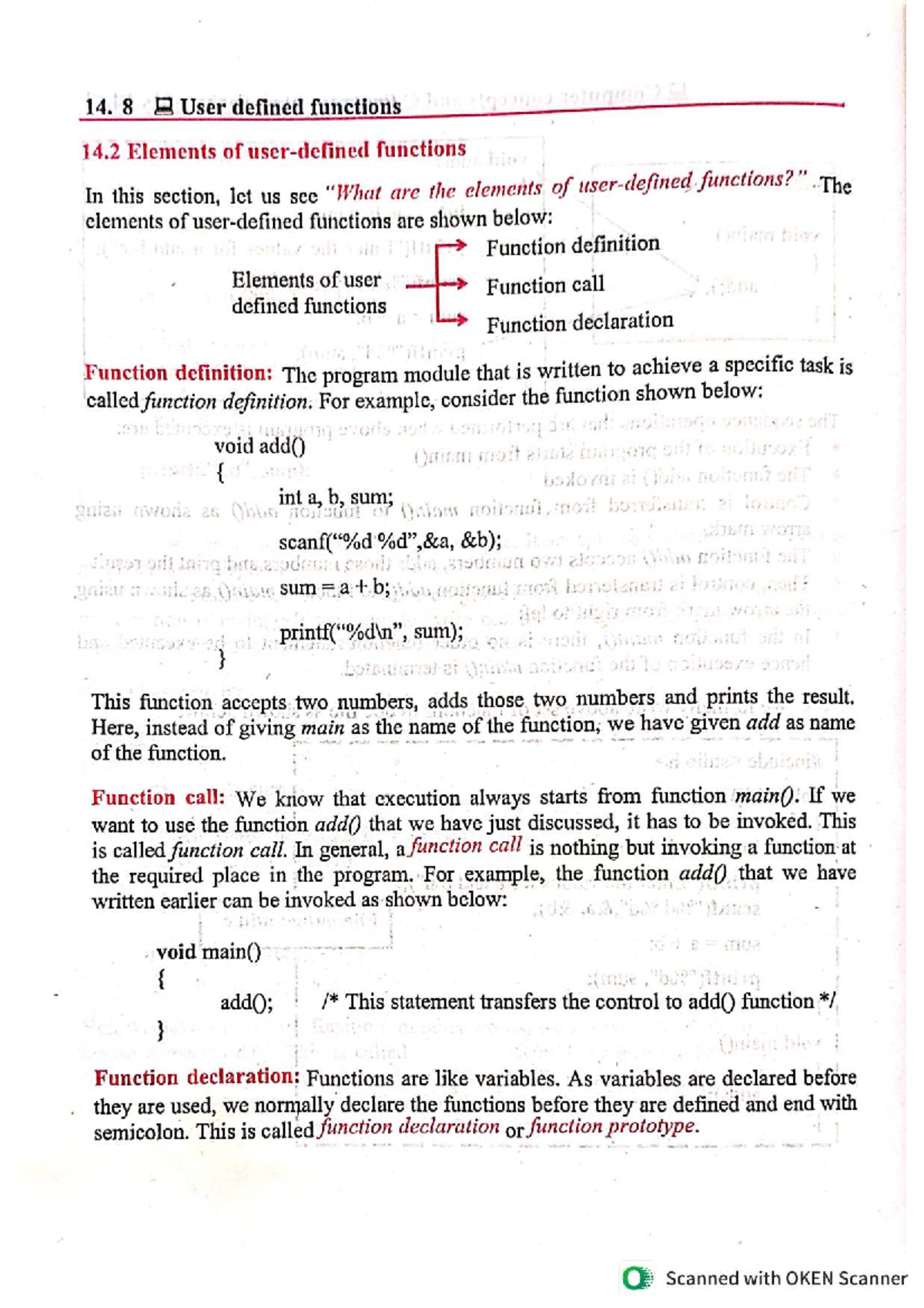User Defined Functions in C: Elements, Declarations, and Examples - Studocu
