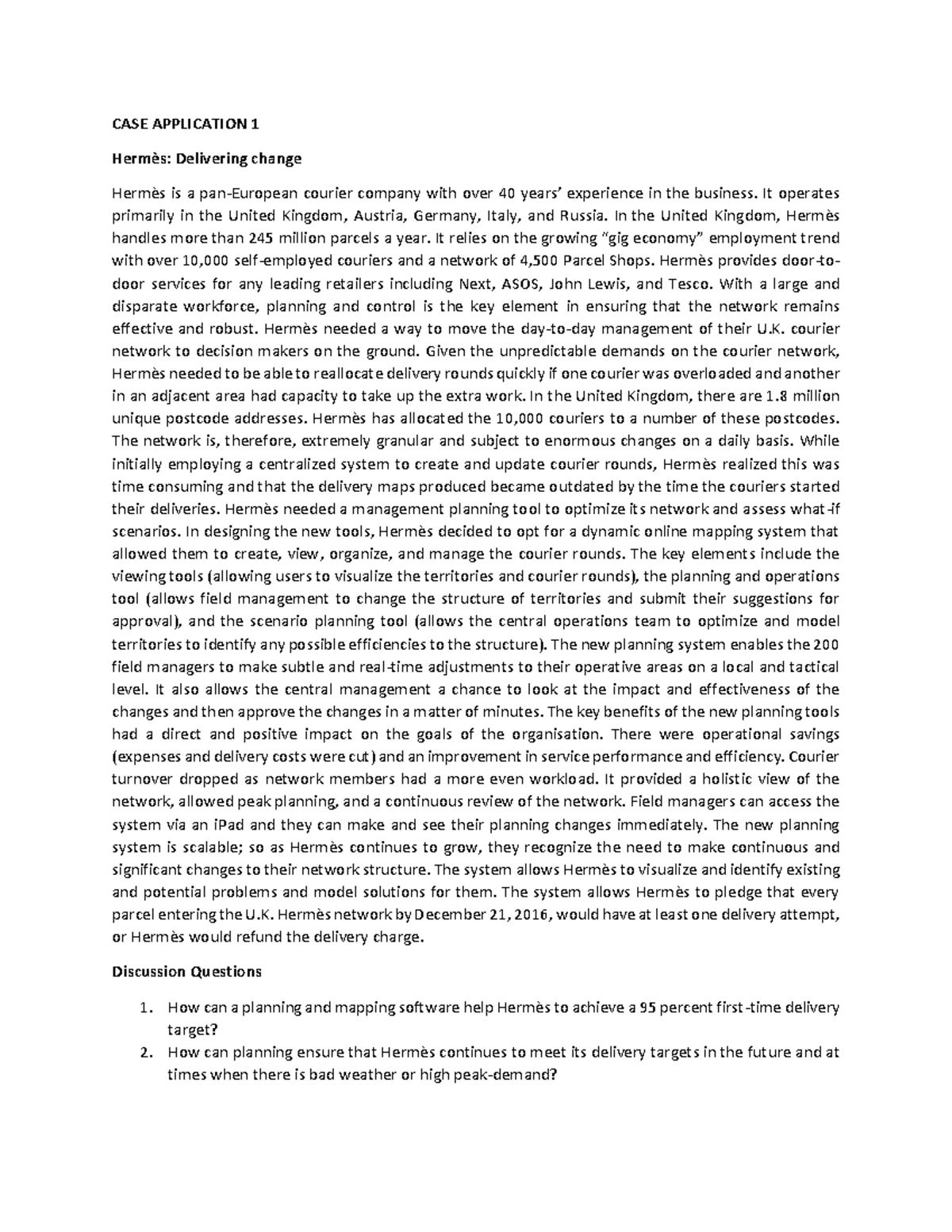 Case Application Ch9 - case study - CASE APPLICATION 1 Fast Fashion ...