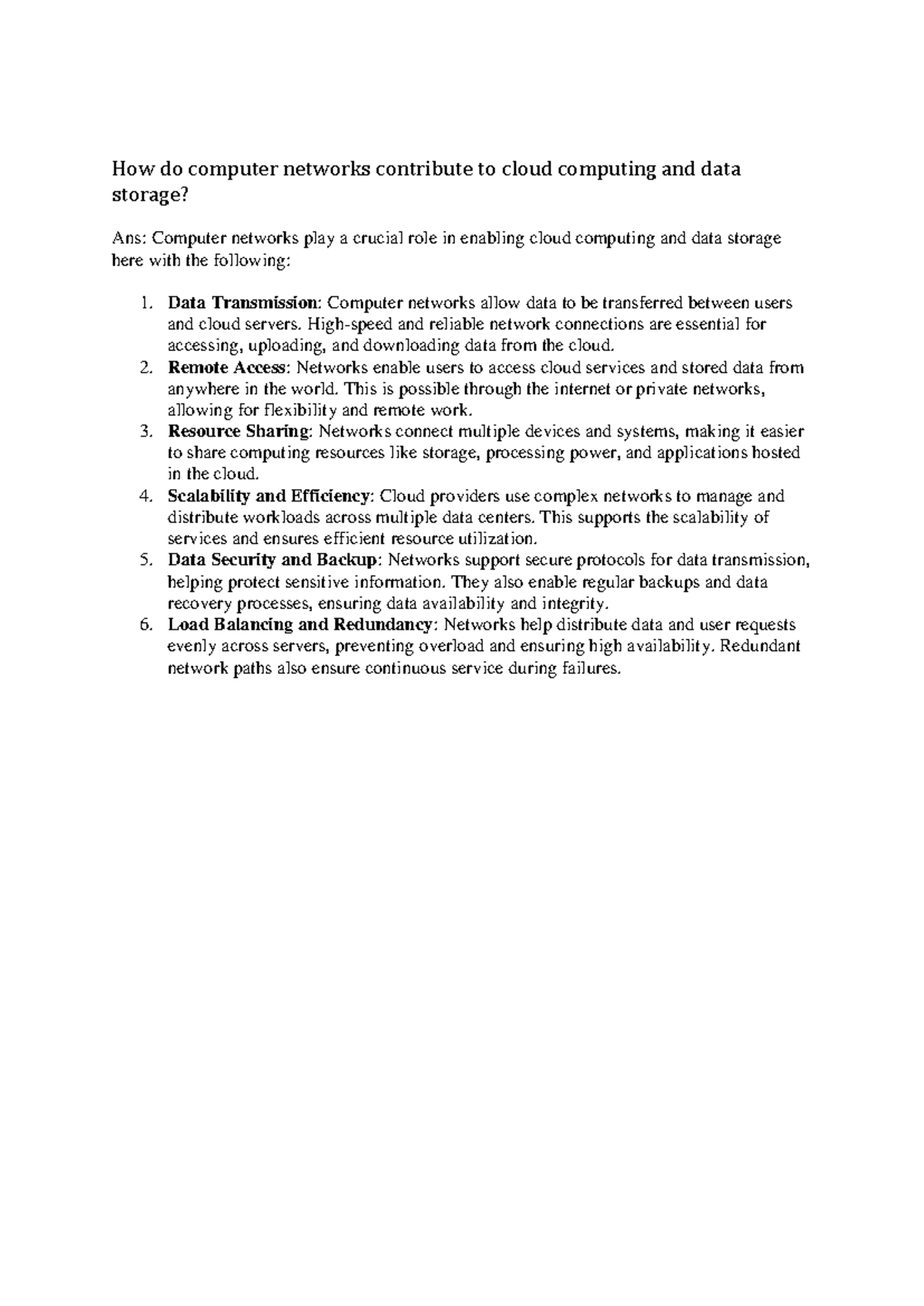 ECE Notes: Role of Computer Networks in Cloud Computing & Data Storage ...