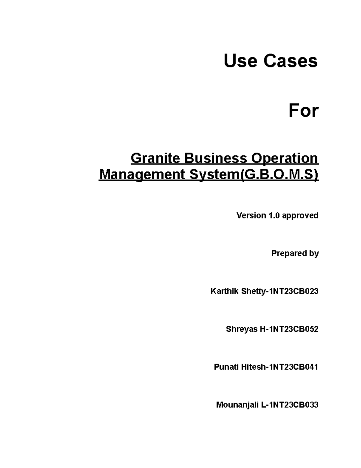 Use case template latest - Use Cases For Granite Business Operation ...