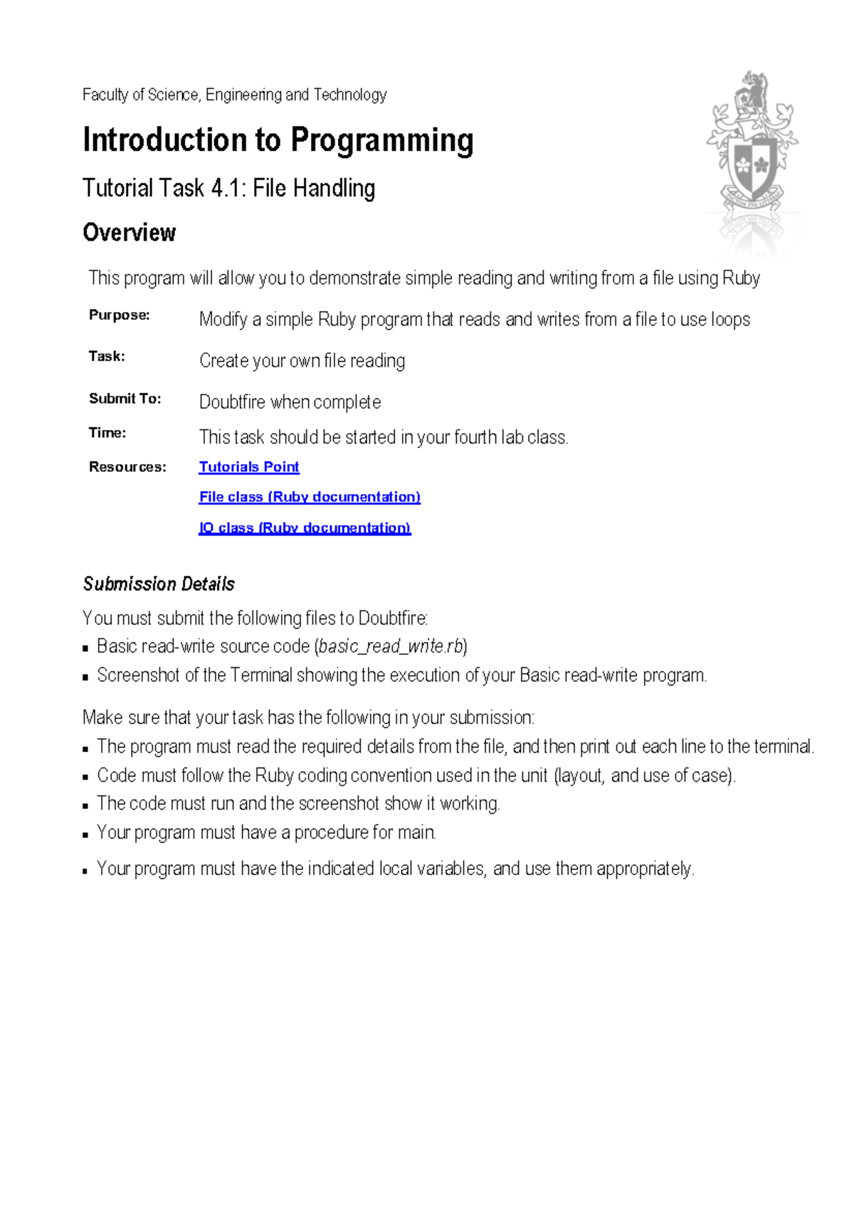 Programming 4.1T Tutorial: File Handling & Ruby Code Modifications ...
