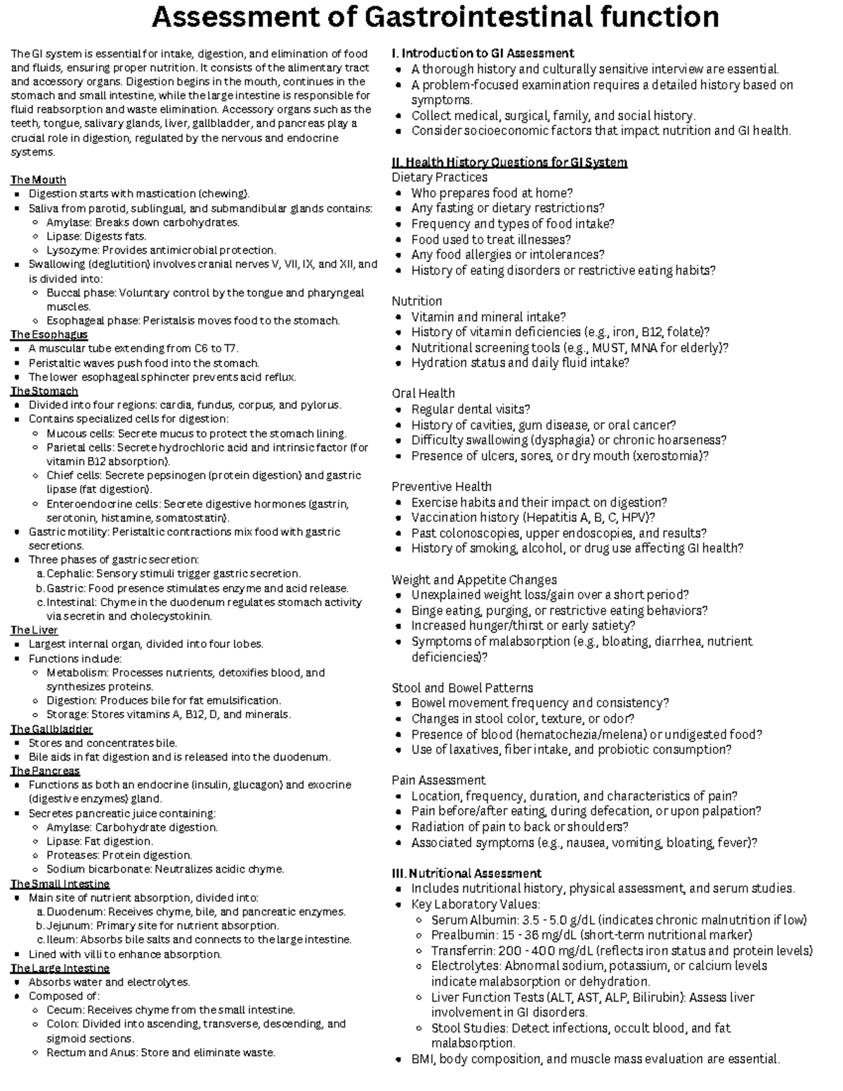 Assessment of Gastrointestinal Function: A Comprehensive Study Guide ...