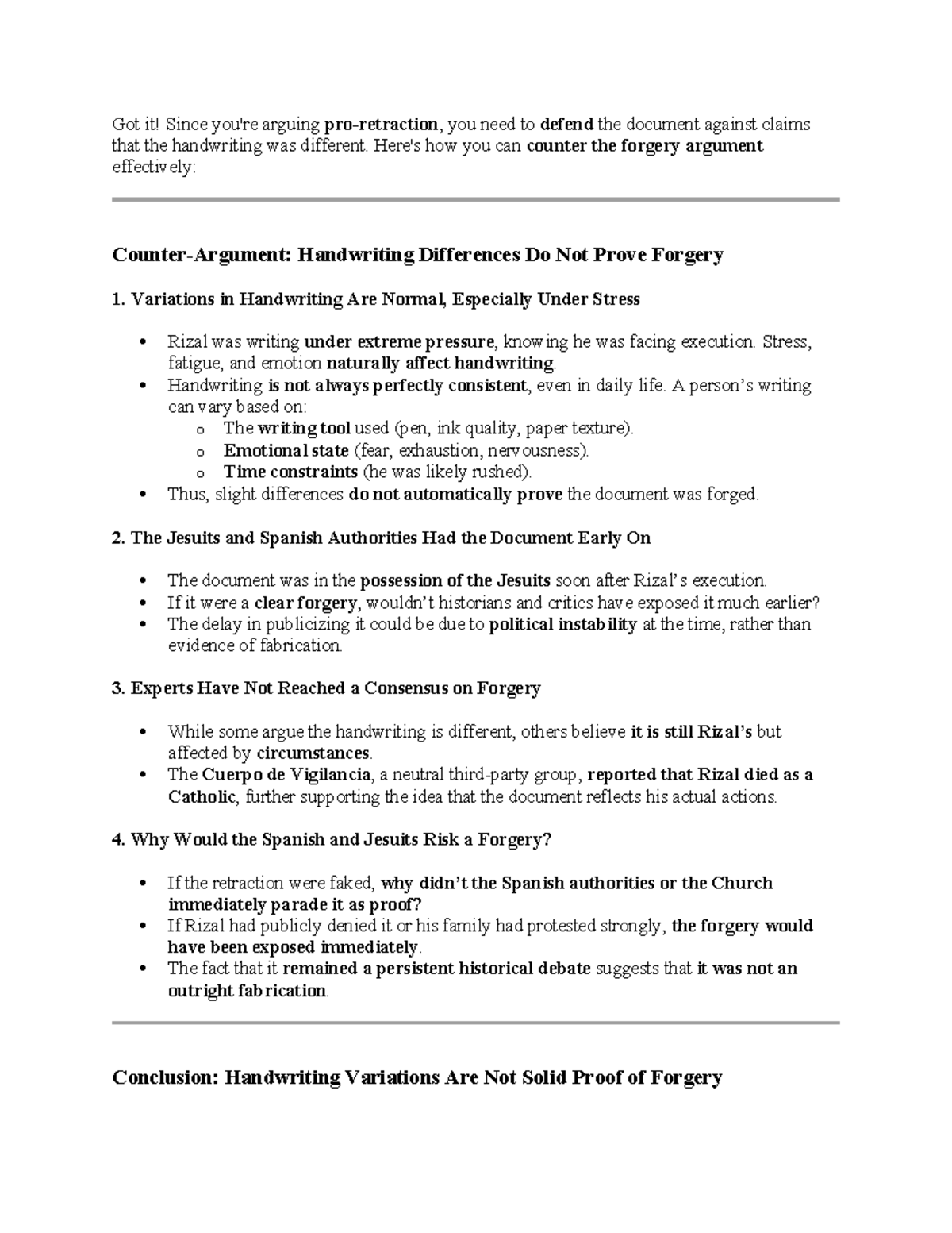 Analysis of Counter Arguments Against Rizal’s Retraction (Pro ...