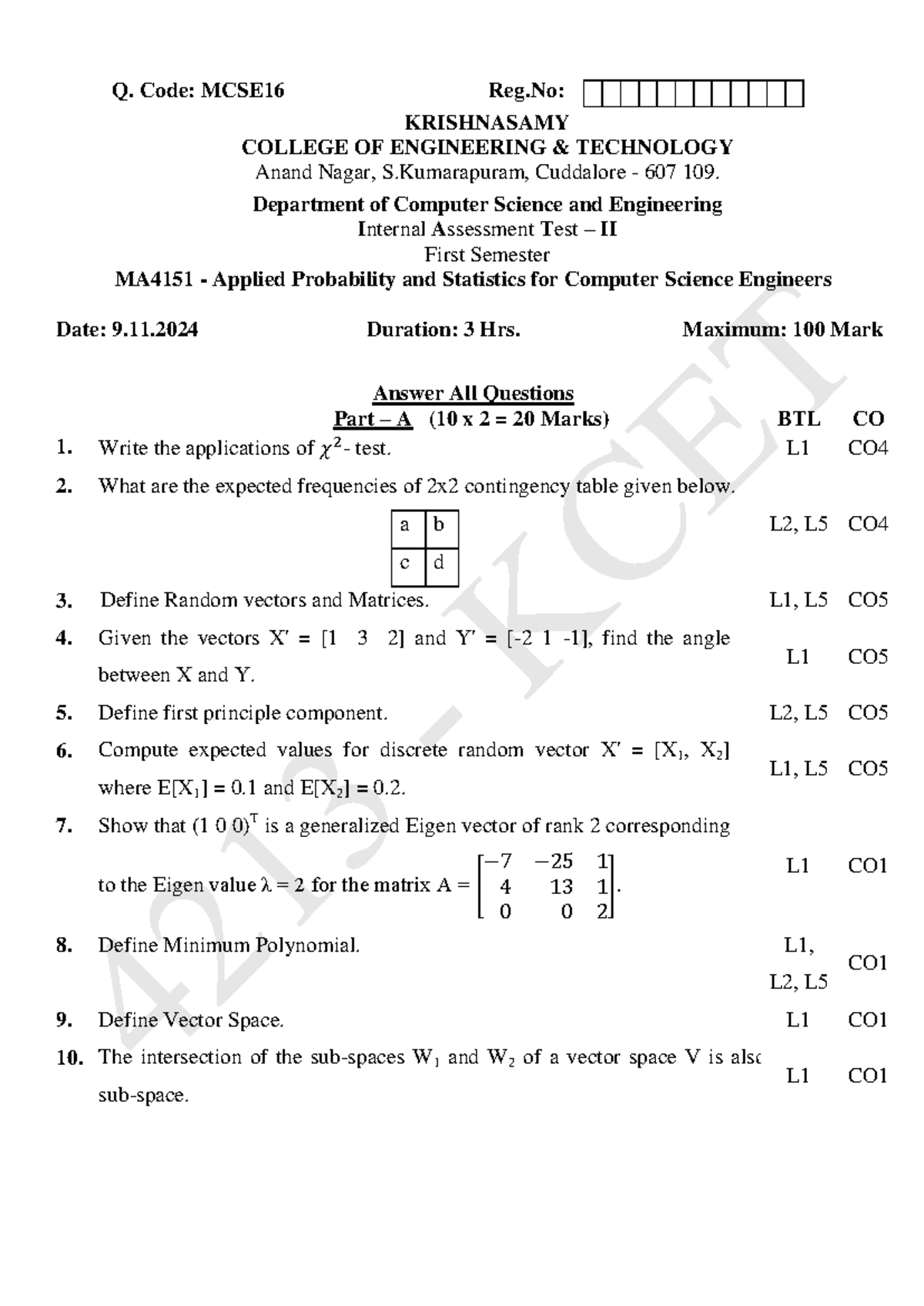 MA4151 apsc iat -II 241115 195308 - Q. Code: MCSE16 Reg: KRISHNASAMY ...