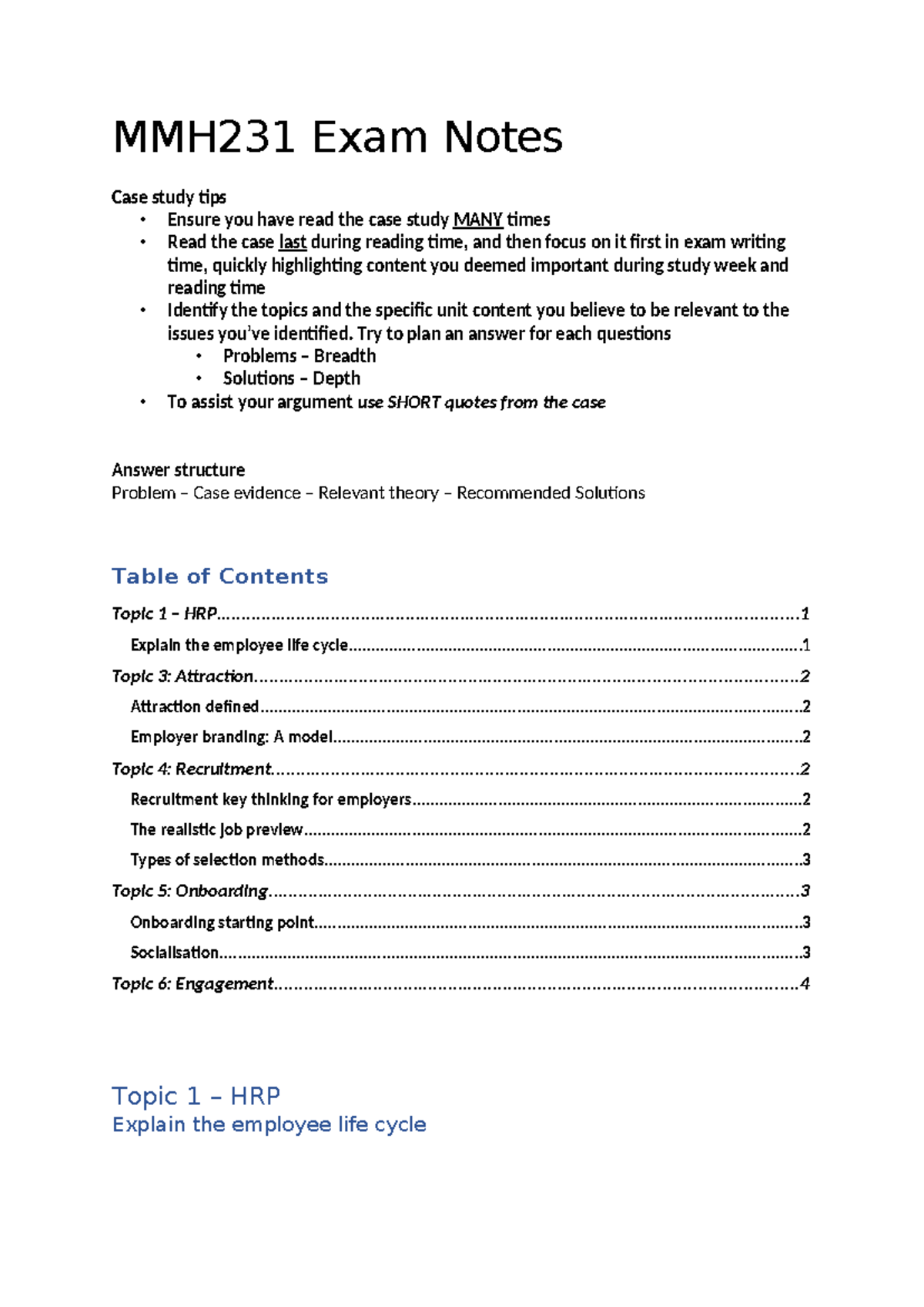 MMH231 Final Exam Notes: Case Study Tips and Key Concepts - Studocu