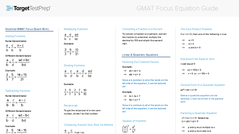GMAT Focus Equation Guide: Essential Quant Skills and Formulas - Studocu