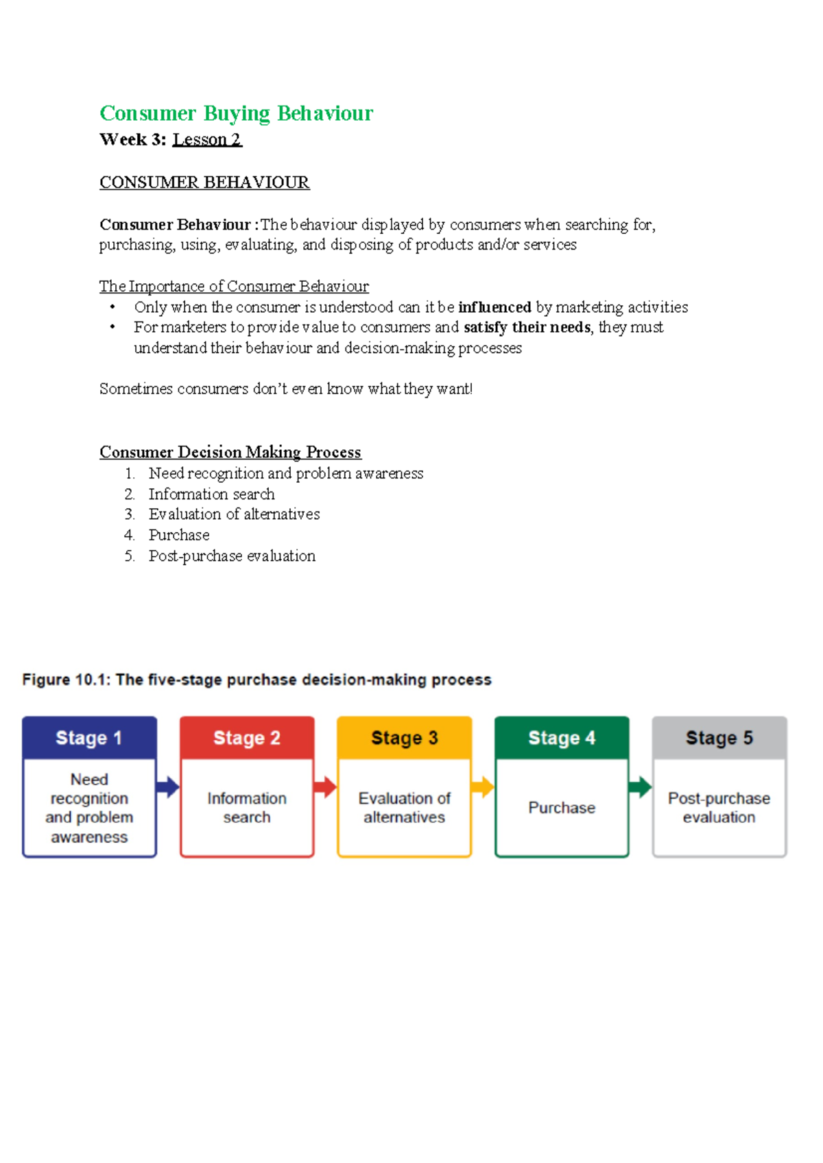 WEEK 3 Marketing - not by me - Consumer Buying Behaviour Week 3: Lesson ...