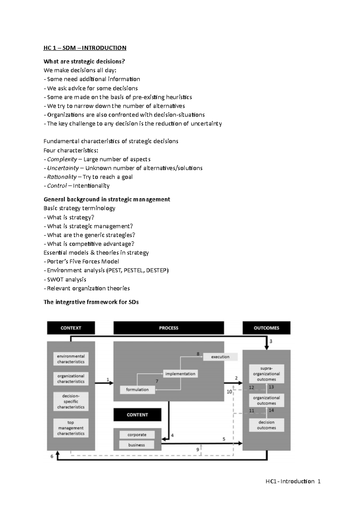 Lecture 1 SDM - Introduction to Strategic Decision Making - Studeersnel