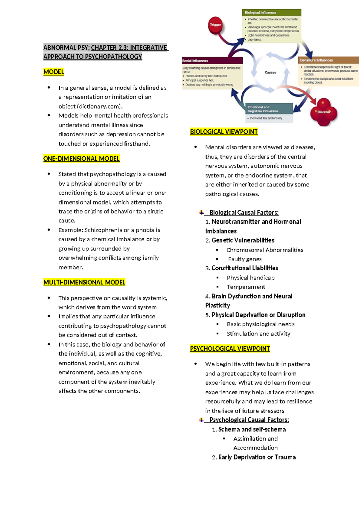 Abpsy - Lecture Notes on Psychopathology: Lessons 2.3 to 3.3 - Studocu