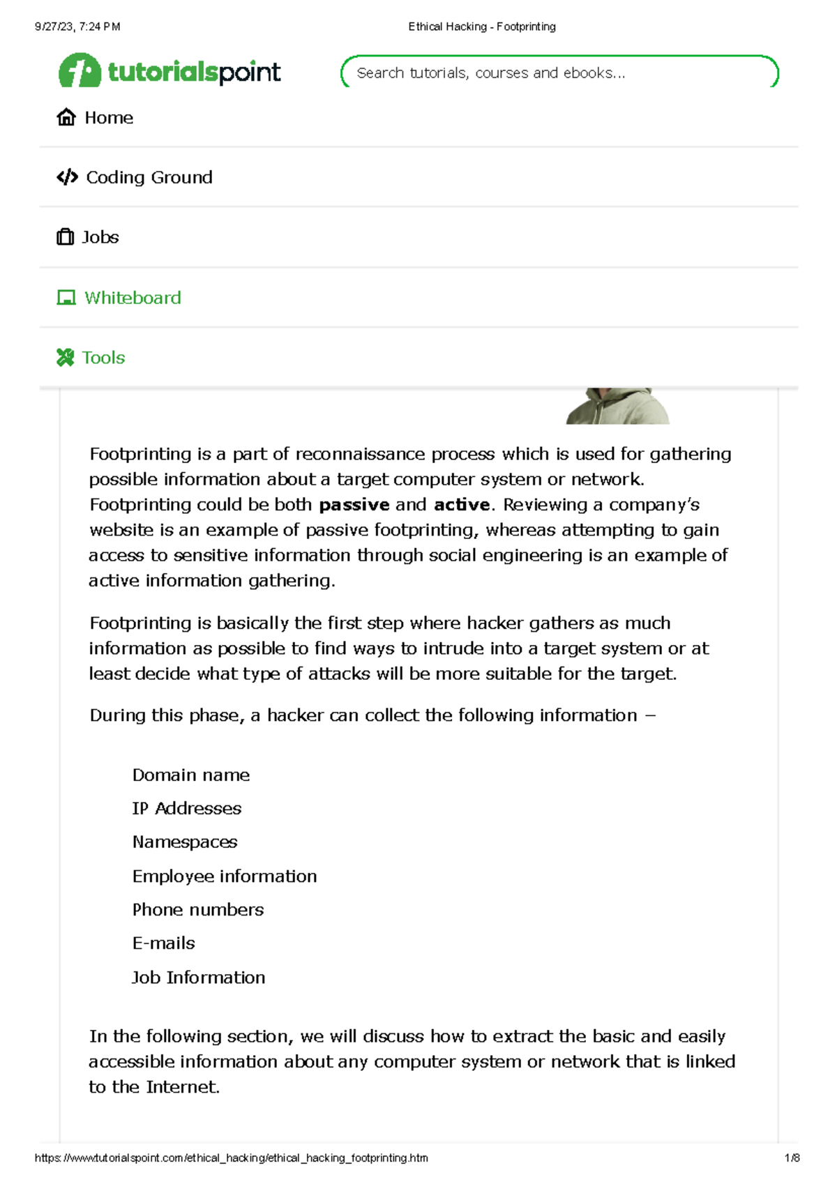 Ethical Hacking - Footprinting - Menu Login HTML CSS Javascript SQL ...