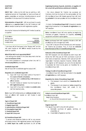 Input VAT - Notes on Business and Transfer Taxation - INPUT VAT What is ...