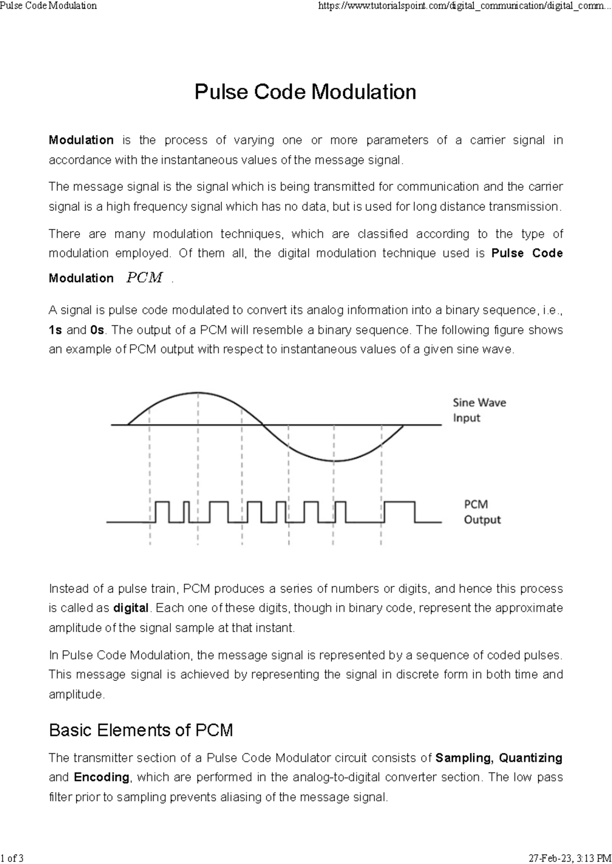 Pulse Code Modulation (PCM) Overview and Basic Elements Explained