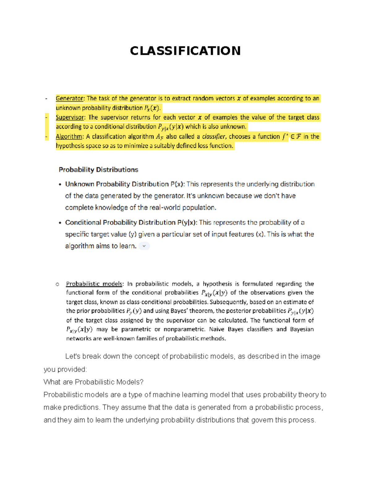 Classification - summaries and doubts answered - CLASSIFICATION Let's ...