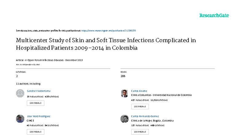Multicenter Study on Skin & Soft Tissue Infections in Hospitalized ...