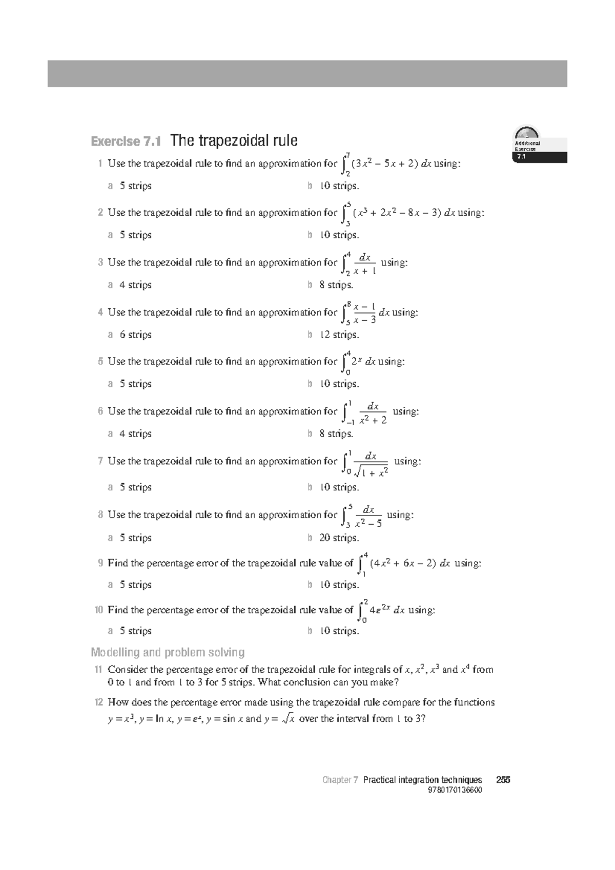 Trapezoidal Rule Approximations and Errors - Chapter 7 (NEWQ Ex7-1 ...