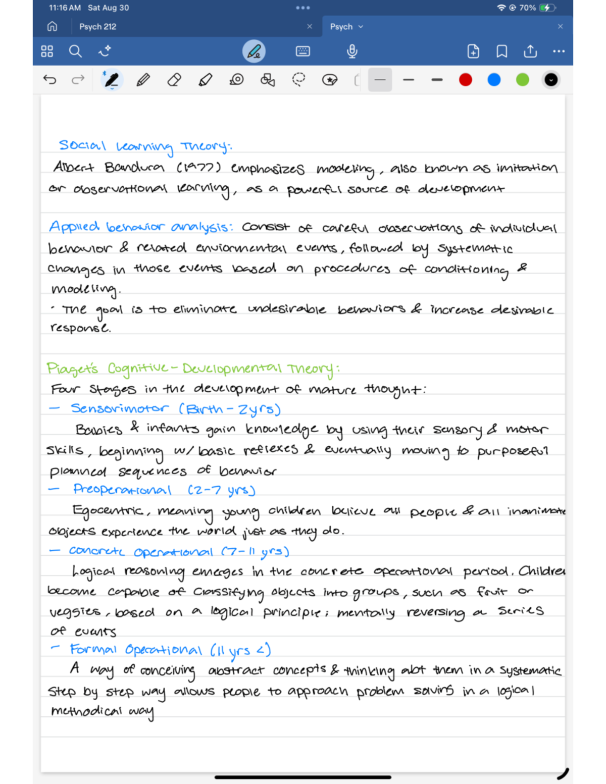 Psych 212: Social Learning Theory & Developmental Stages Analysis - Studocu