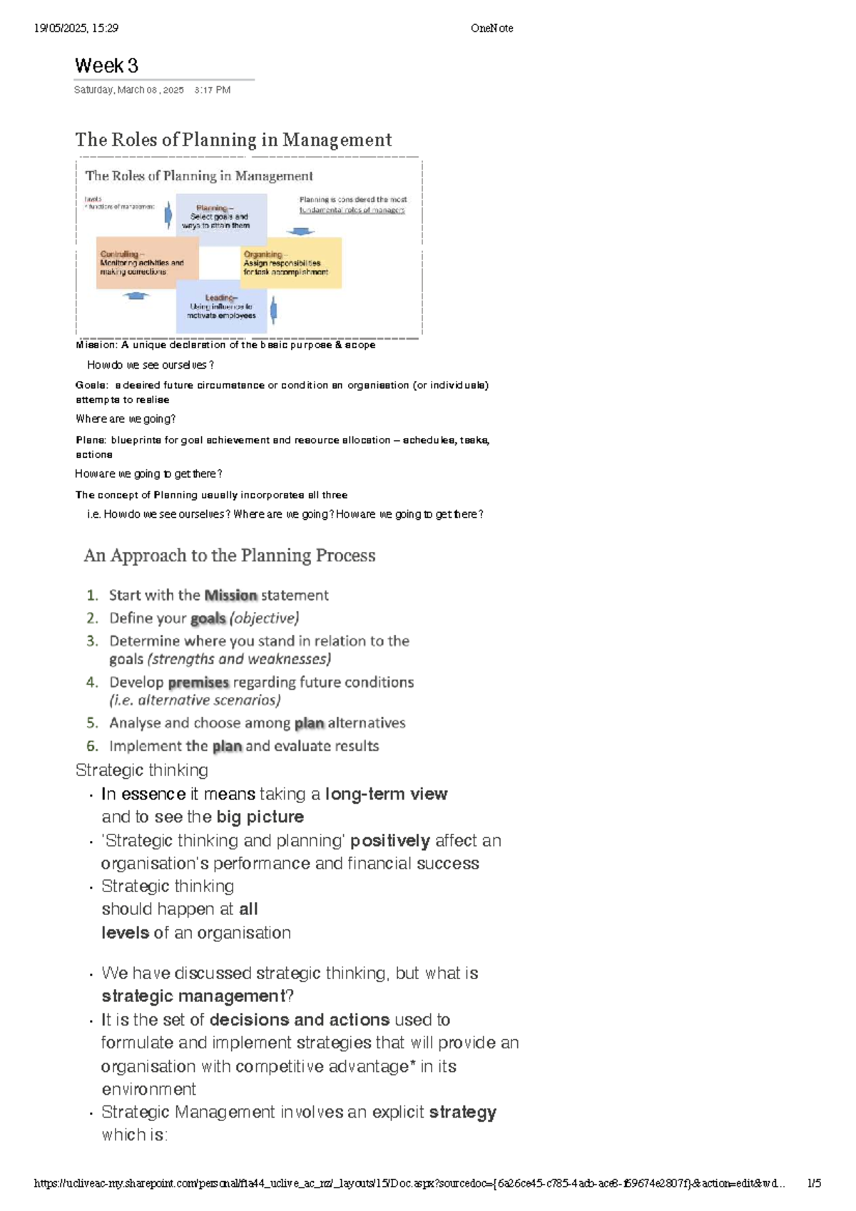 WEEK 3 MNG - The Role of Planning in Strategic Management - Studocu