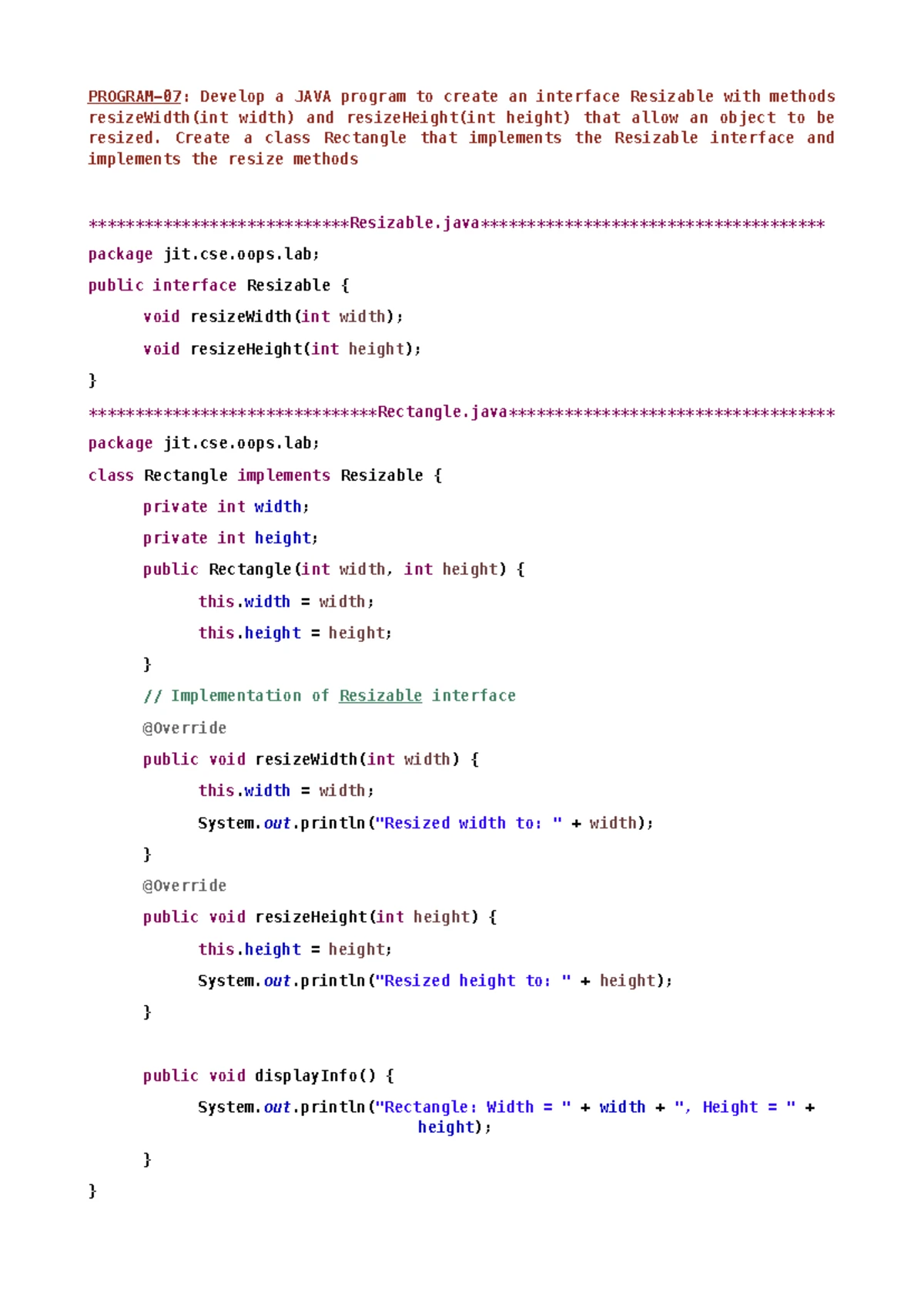 Prog11 OOPS - OOPS with JAVA - oops with java - Write a program to ...