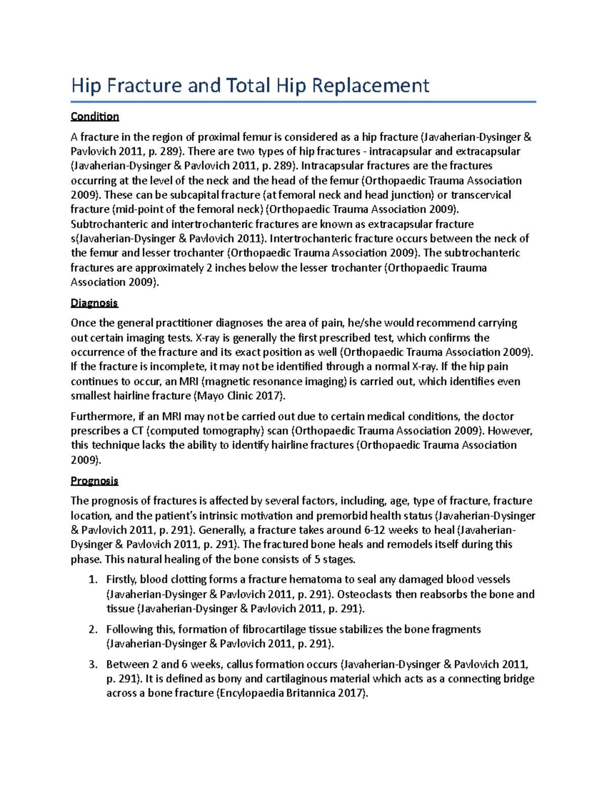 Hip Fracture and Total Hip Replacement Clinical Condition Pro-forma ...