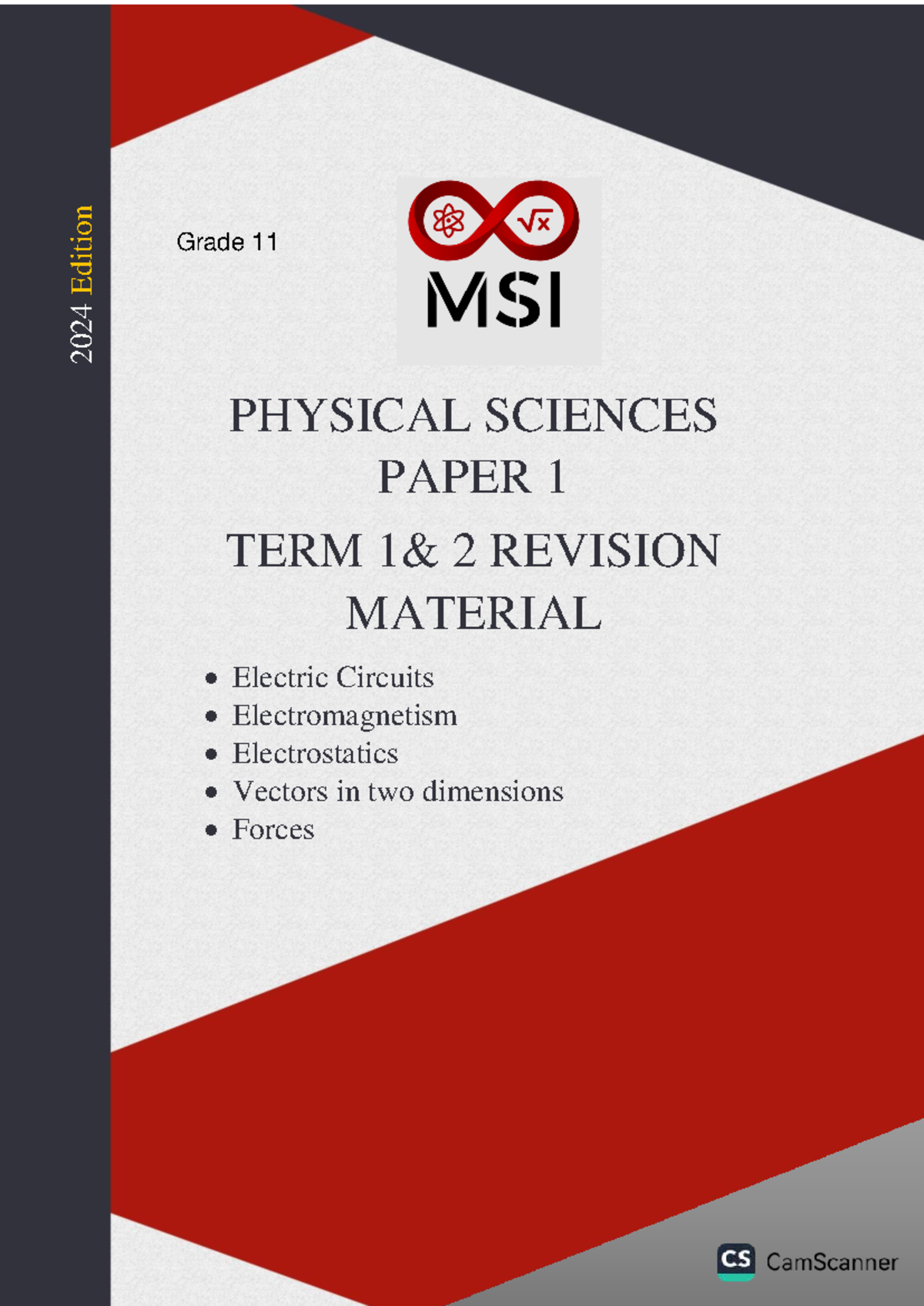 Grade 11 PHYSICAL SCIENCES TERM 2 REVISION MATERIAL 2024 - Studocu