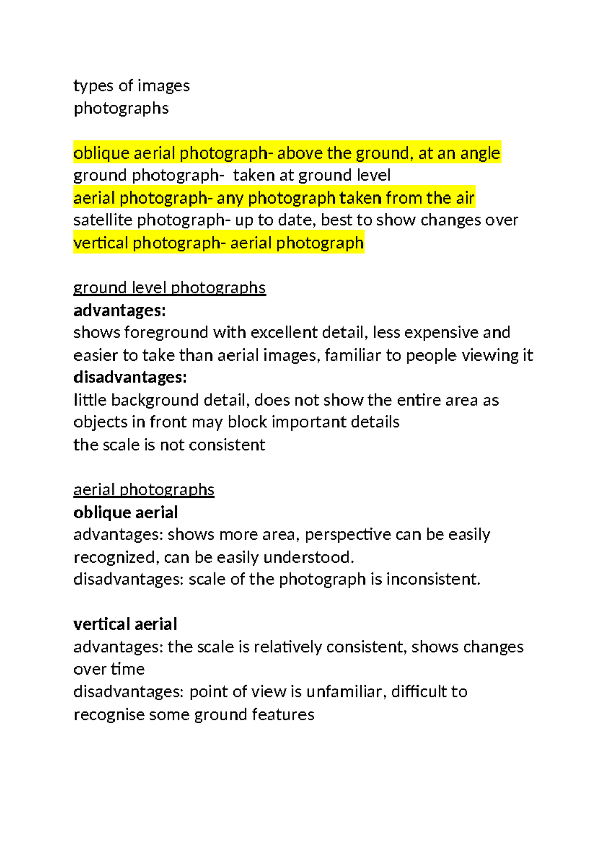15 2 23 - Geography Notes: Types of Aerial and Ground Photographs - Studocu