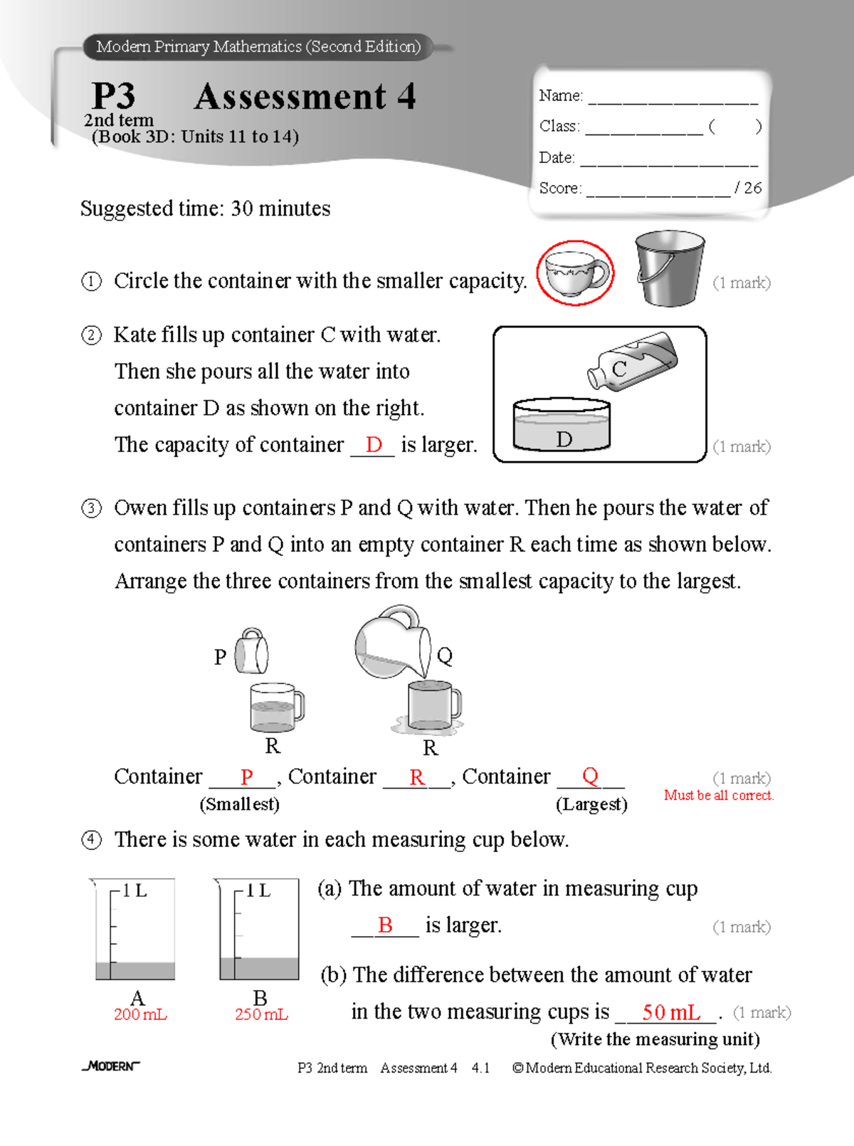 P3 2nd Term Assessment 4: Modern Primary Mathematics (2nd Ed.) - Studocu