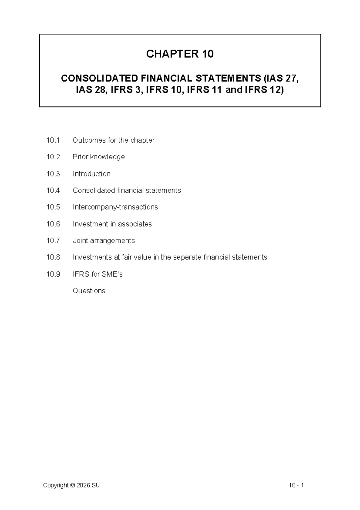 Chapter 10: Consolidated Financial Statements Overview - Studocu