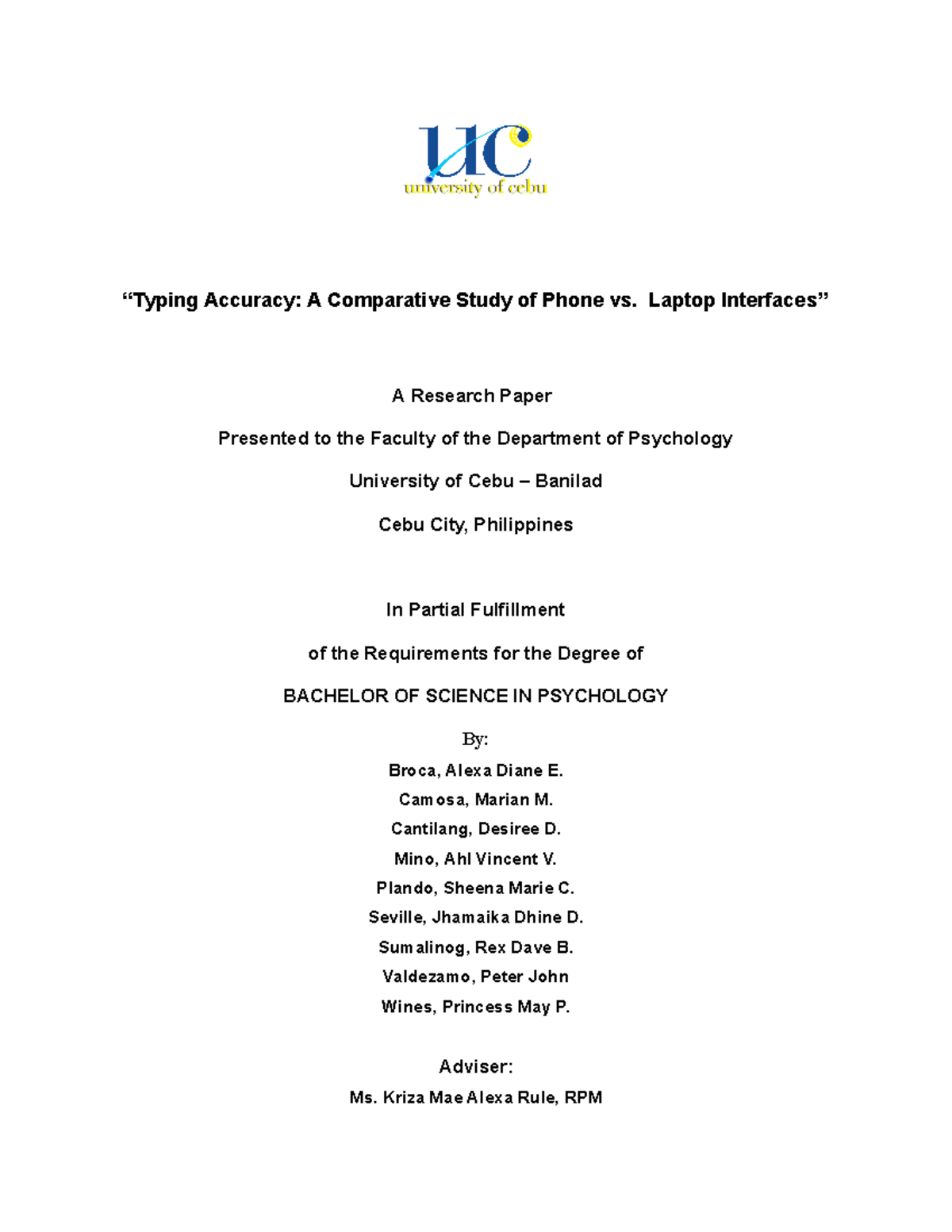 Comparative Analysis of Typing Accuracy: Phone vs. Laptop - Research ...