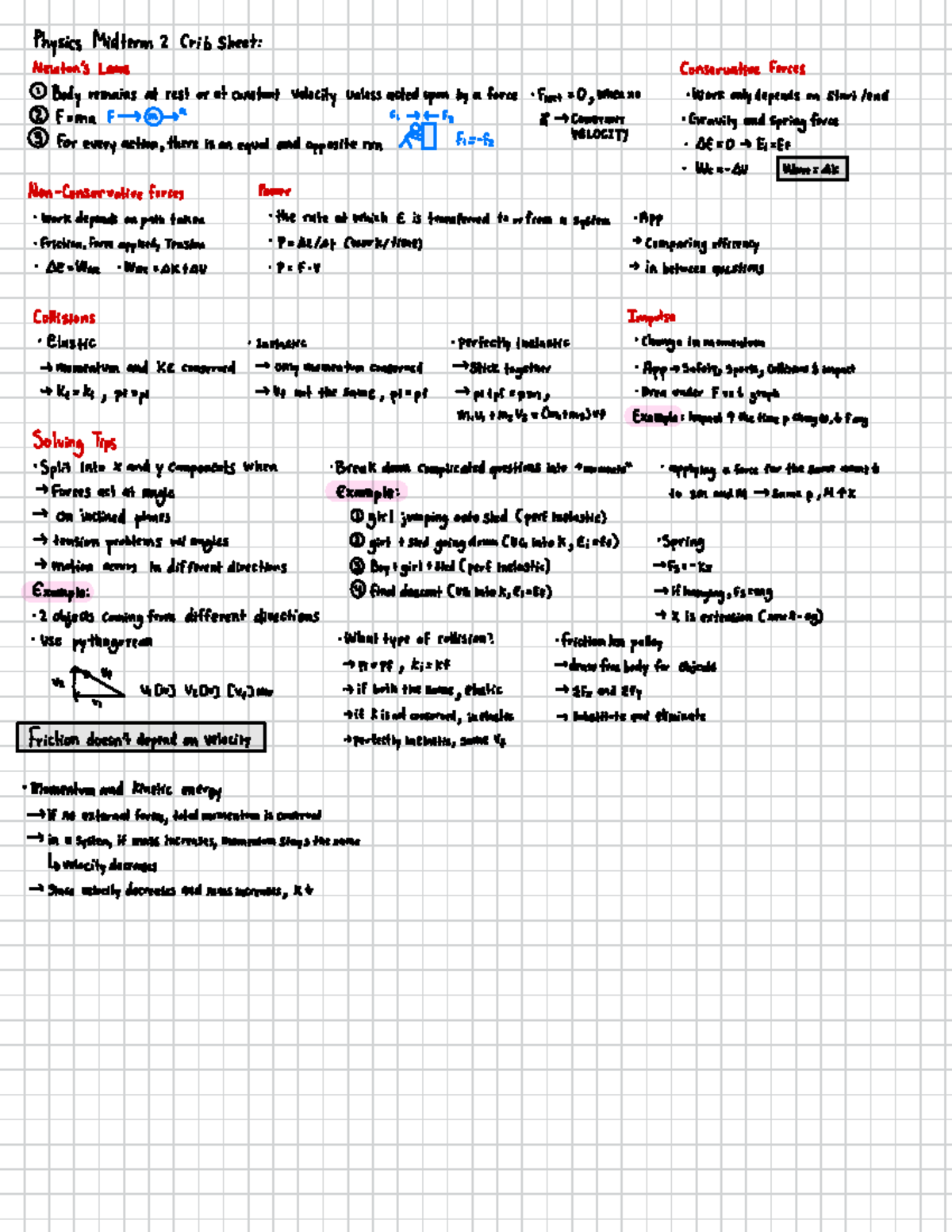 Physics midetrm 1 - Midterm 1 crib sheet - Physics Midterm 2 Crib Sheet ...
