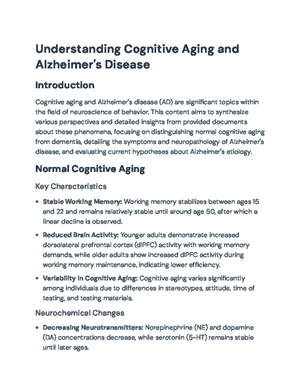 Understanding Cognitive Aging and Alzheimer's Disease: Key Insights ...