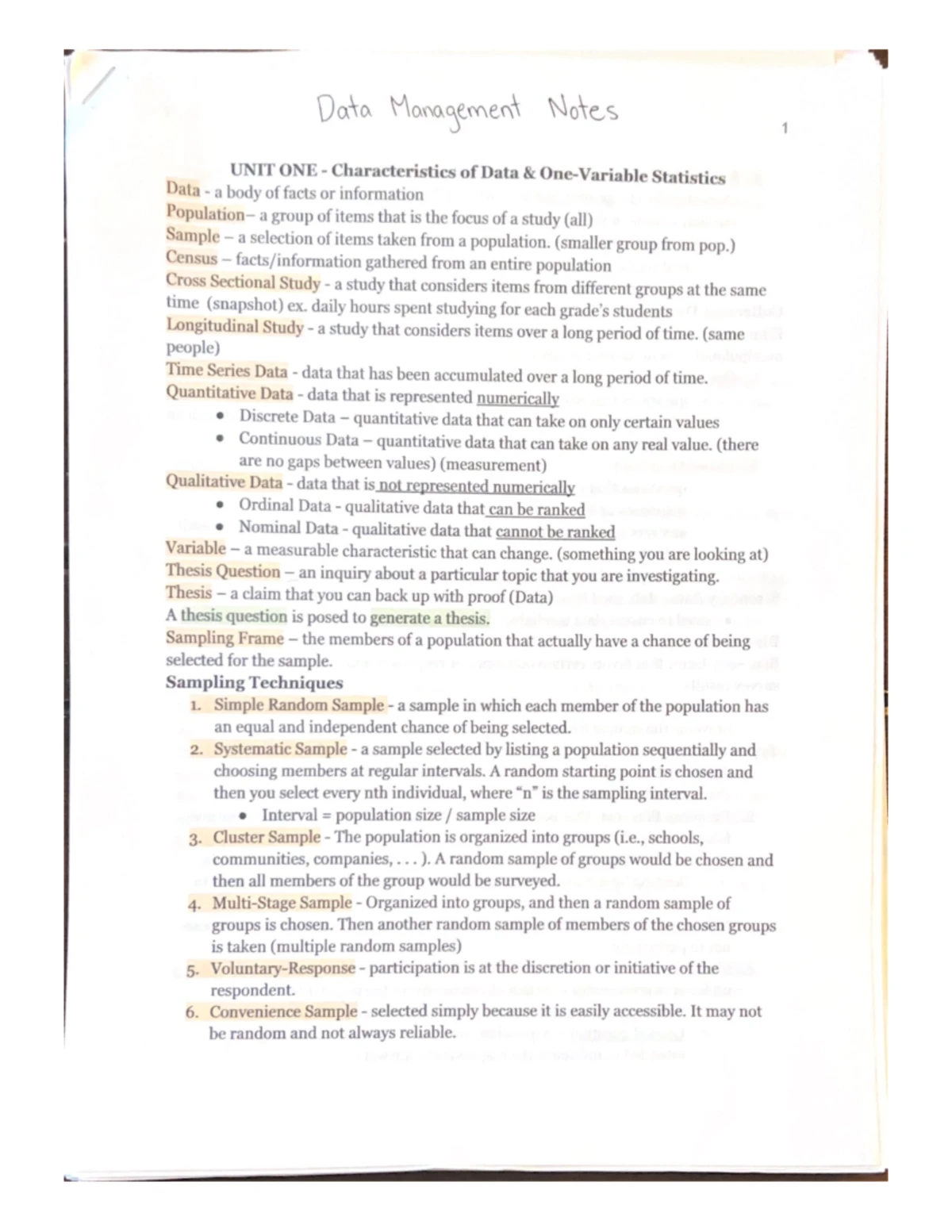 Data Management Cheat Sheet: Key Formulas and Concepts - Studocu
