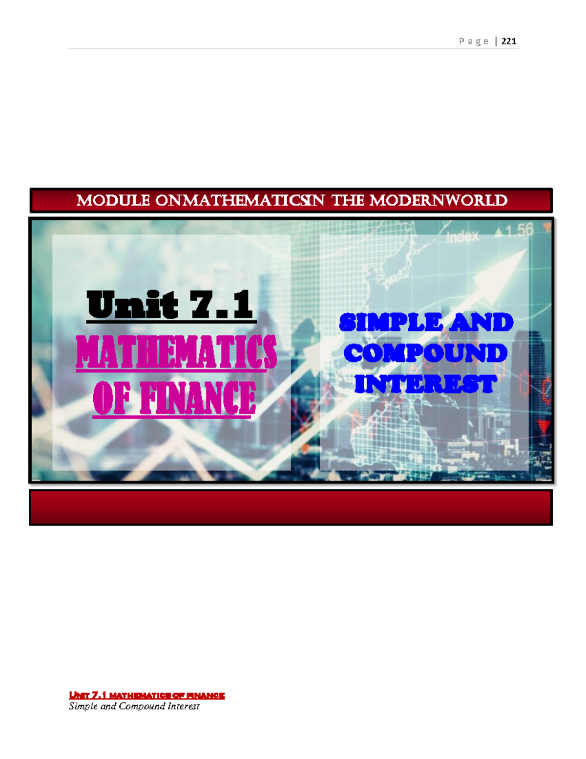 MMW-7: Unit 7.1 - Mathematics of Finance: Simple & Compound Interest ...