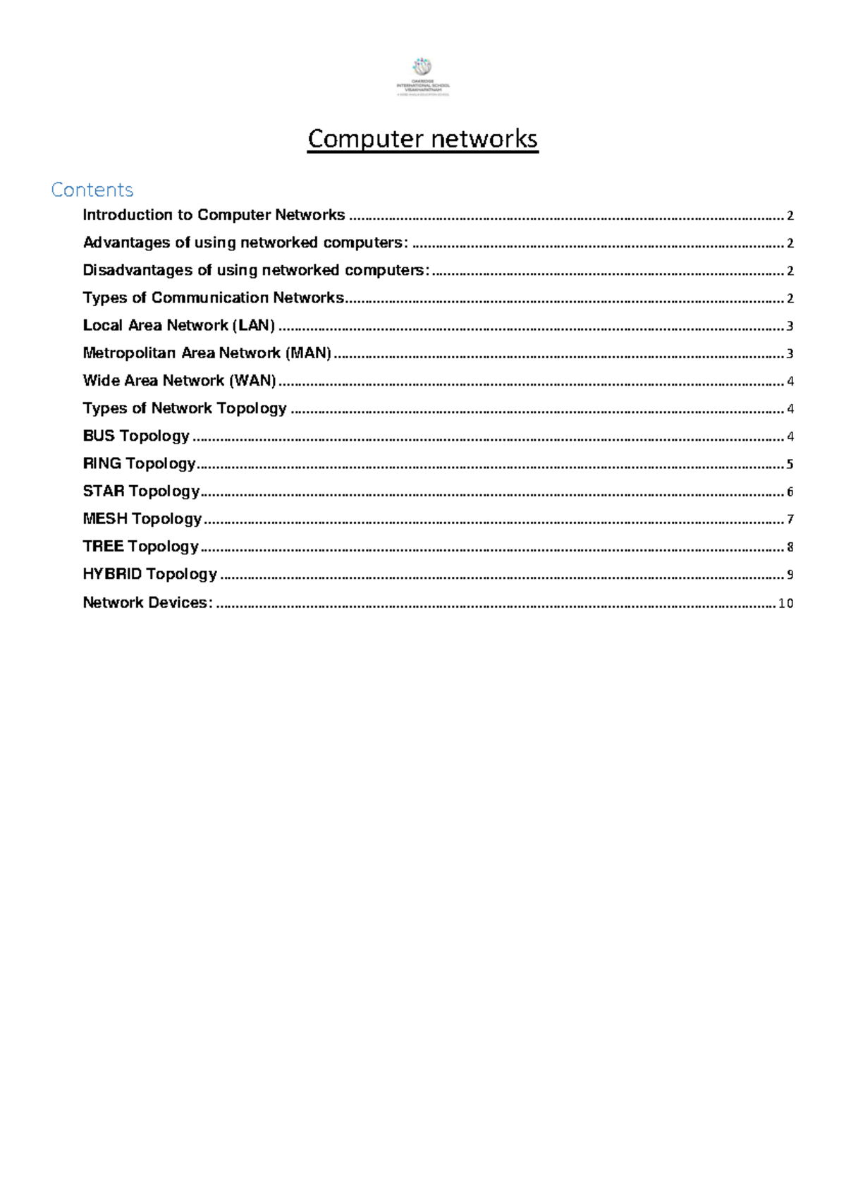 Computer networks - this is a reading material - Computer networks ...