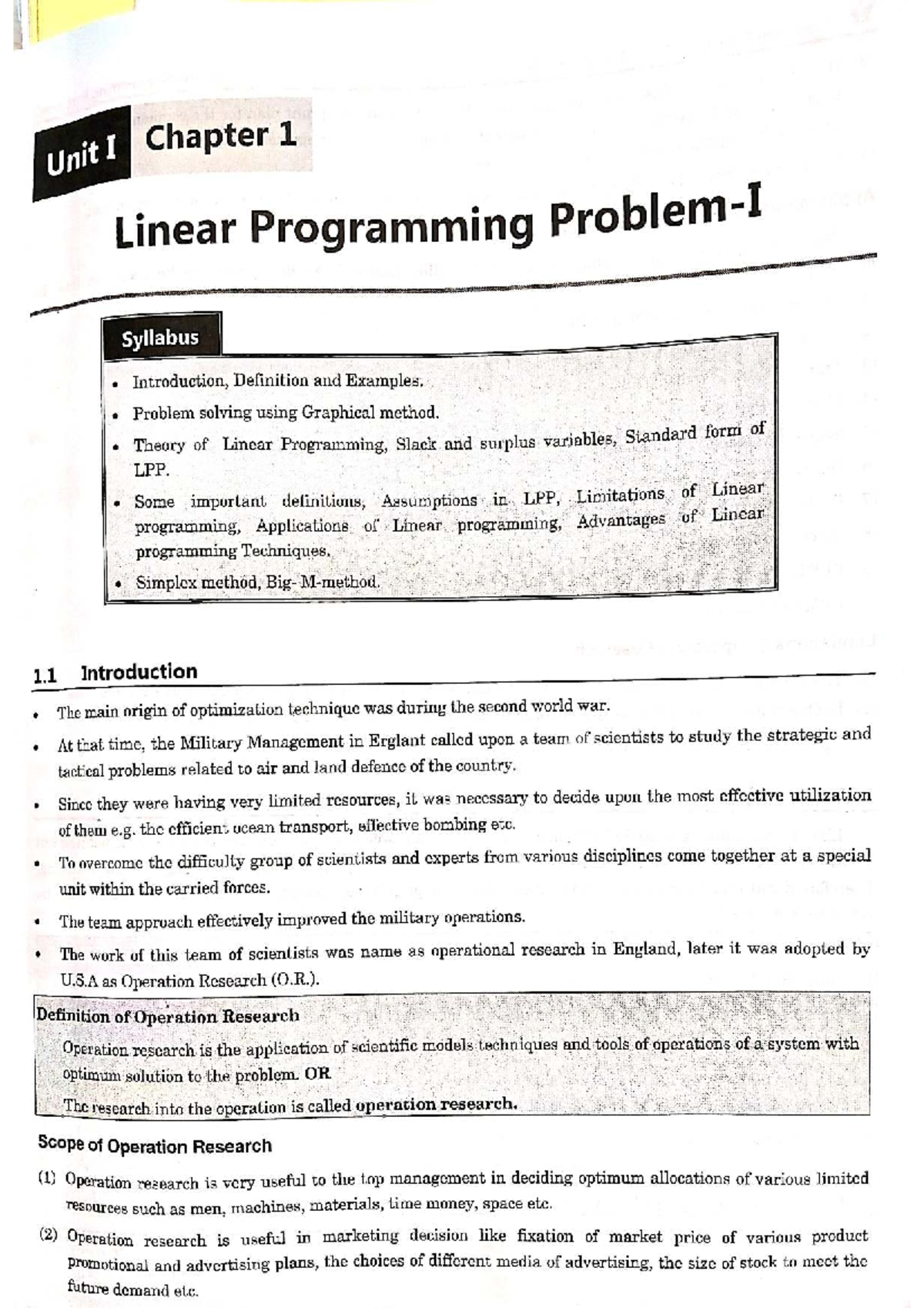 Operation Research (SPPU B.Sc. (Comp. Sci.)) - Chapter 1: Linear ...