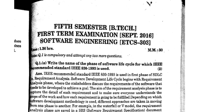 FIFTH SEMESTER SOFTWARE ENGINEERING FINAL EXAMINATION NOTES - Studocu