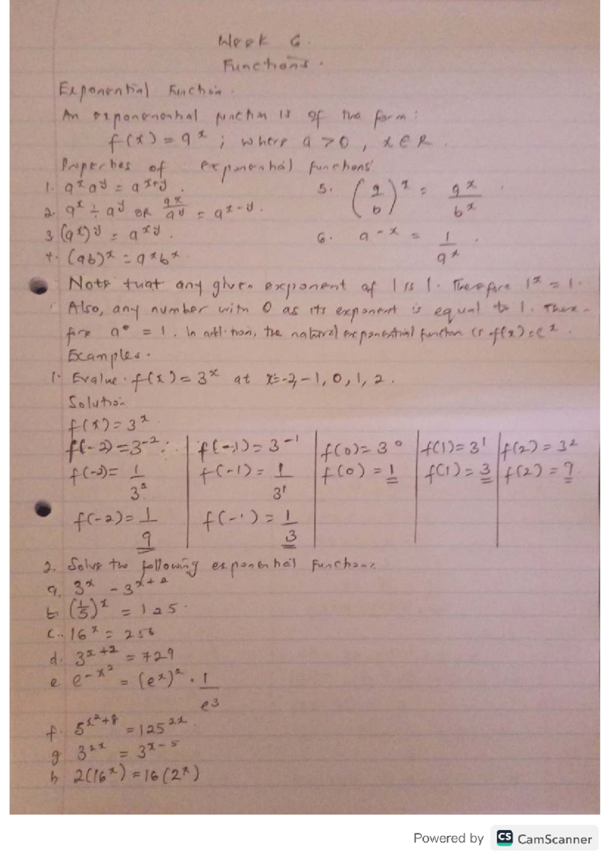 Week 6: Exponential Functions and Properties - Notes - Studocu