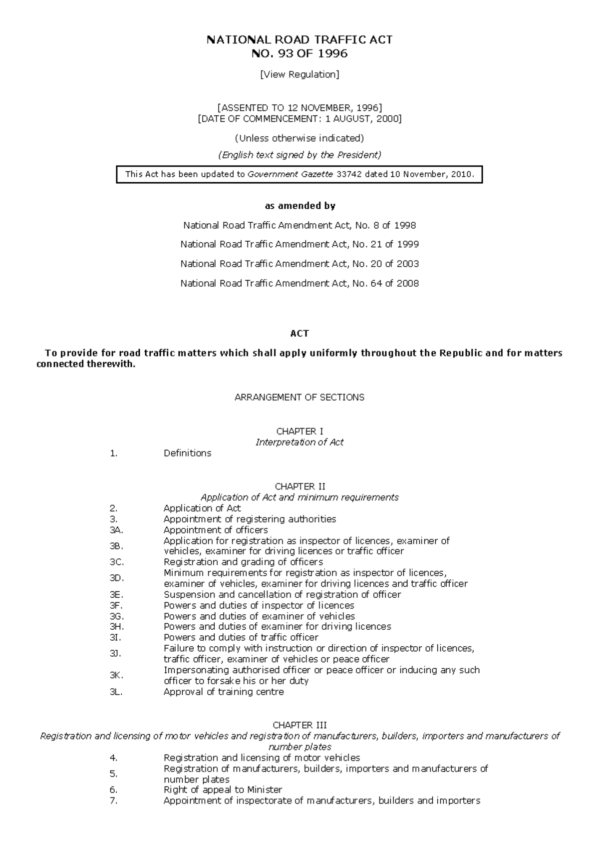 National Road Traffic Act - Overview of Case Law and Regulations - Studocu