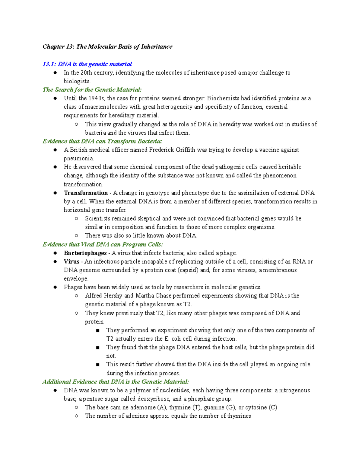 Chapter 13: The Molecular Basis of Inheritance - Key Concepts Explained ...