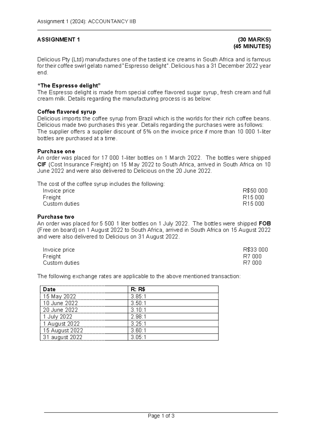 Assignment 1 (2024): ACCOUNTANCY IIB - Inventory Analysis and Costing ...