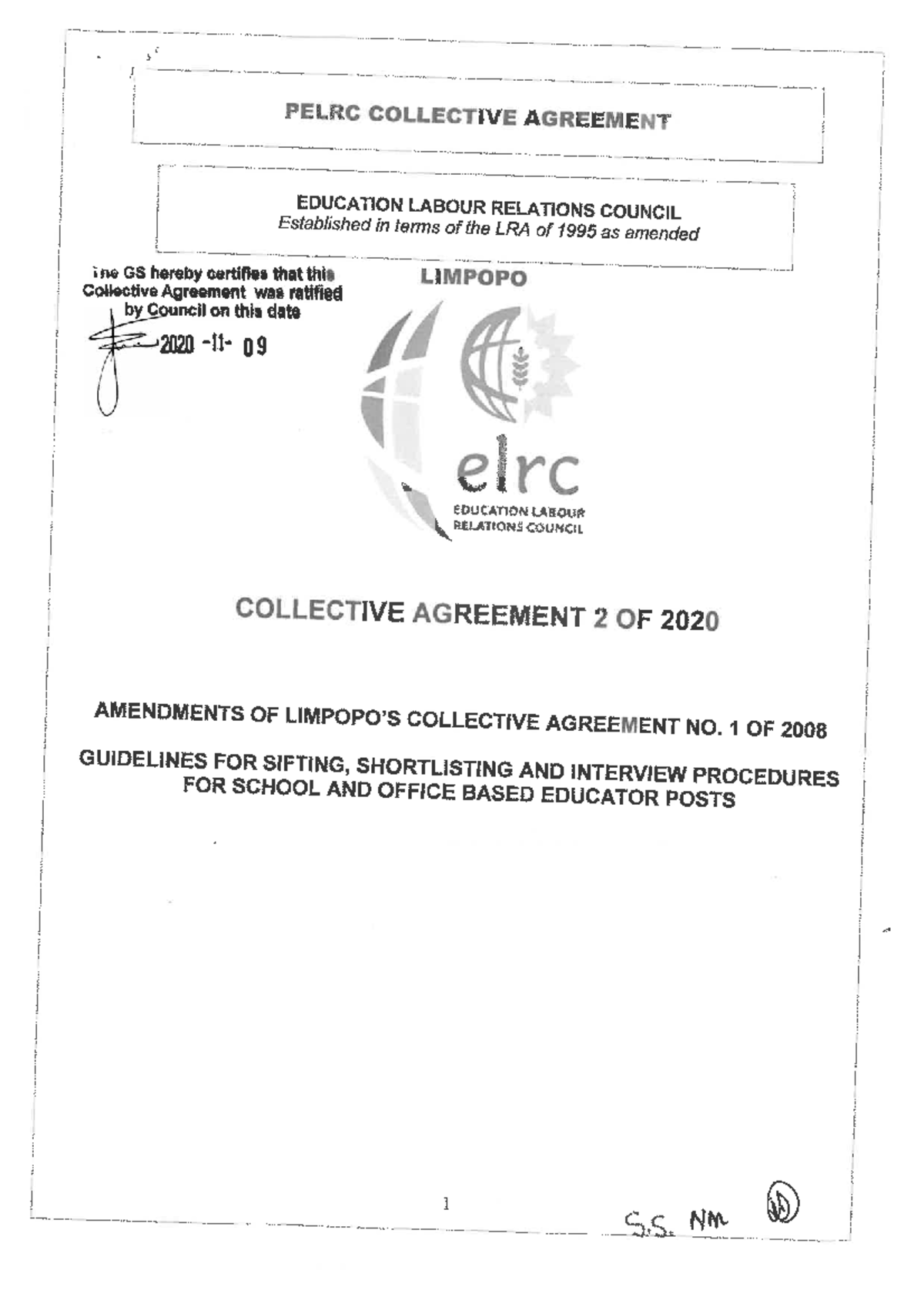 LIMPOPO COLLECTIVE AGREEMENT 2 OF 2020: GUIDELINES FOR INTERVIEW ...