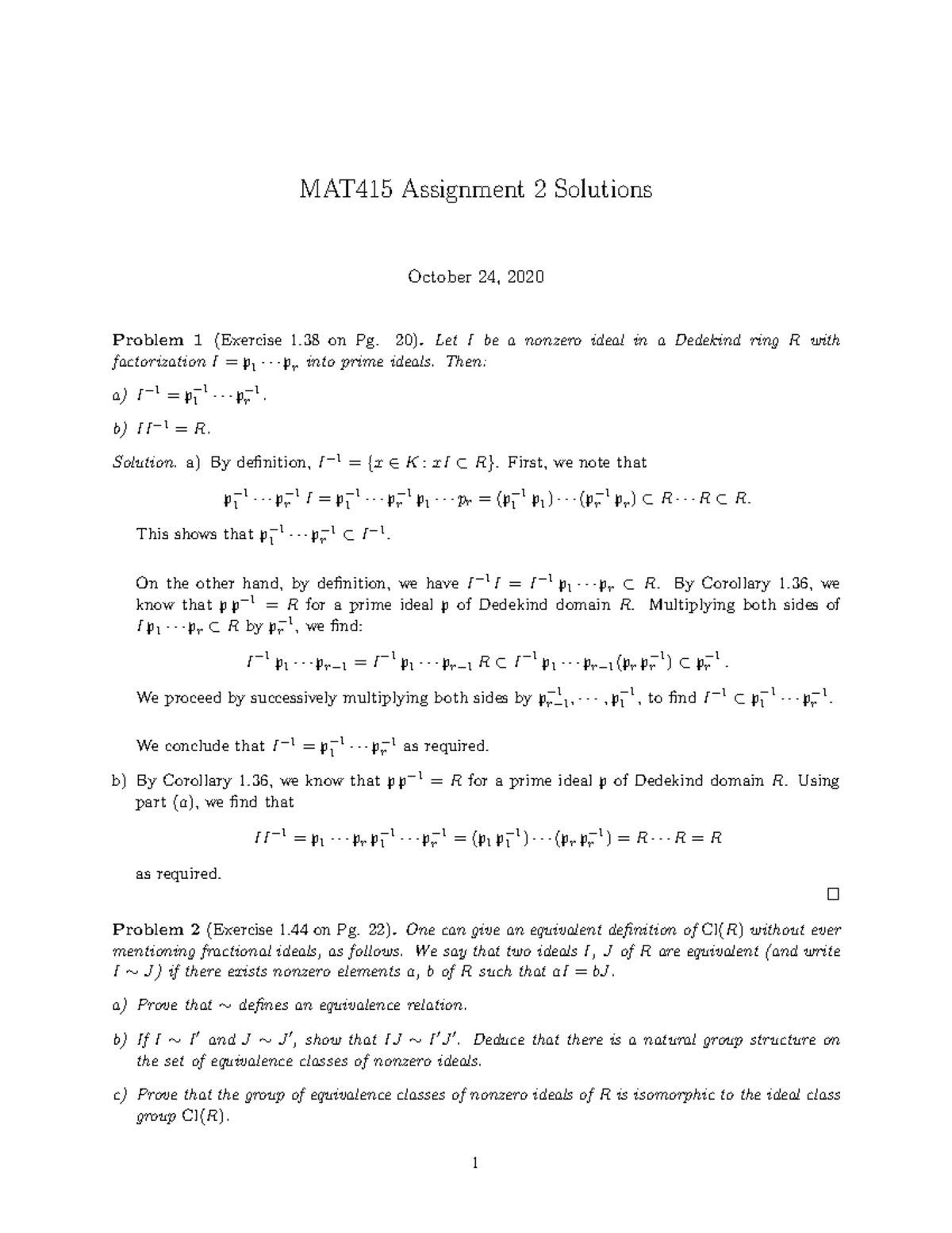 MAT415 HW 2 Solutions - Discrete Mathematics Assignments - Studocu