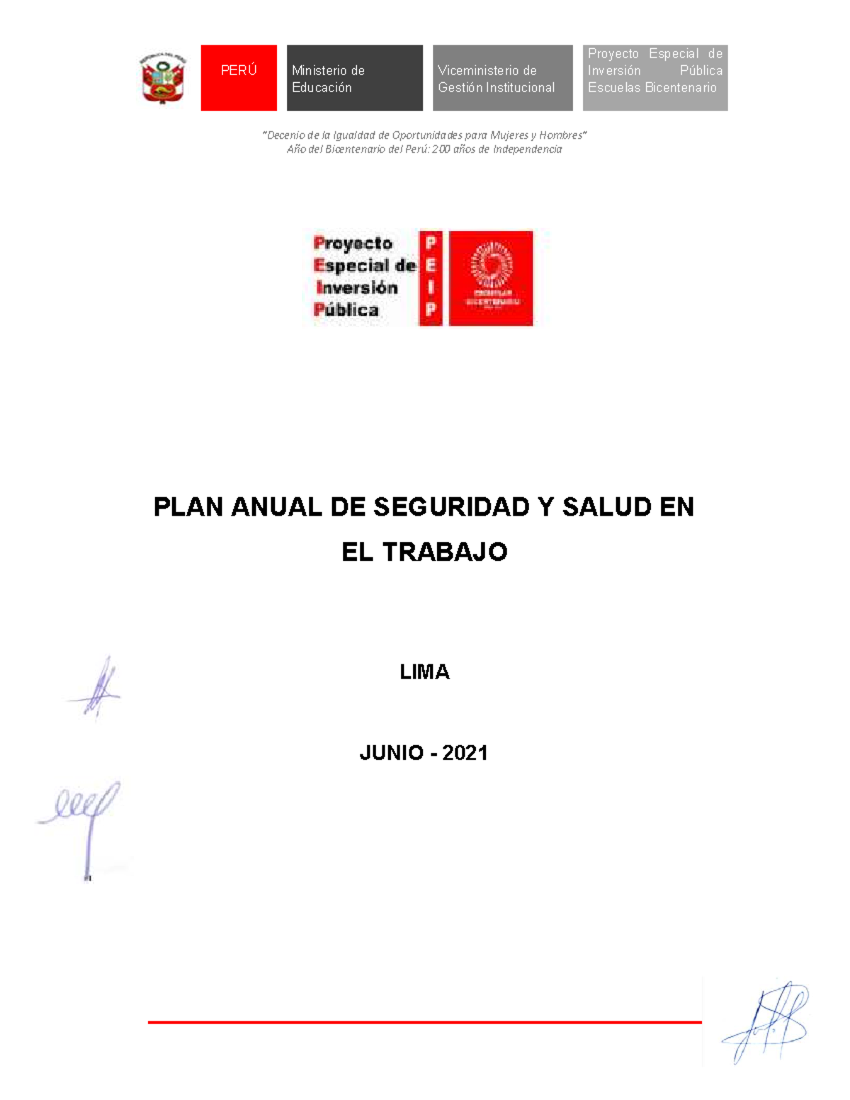 PLAN ANUAL DE SEGURIDAD Y SALUD EN EL TRABAJO - PASST 01 - 2021 - Studocu