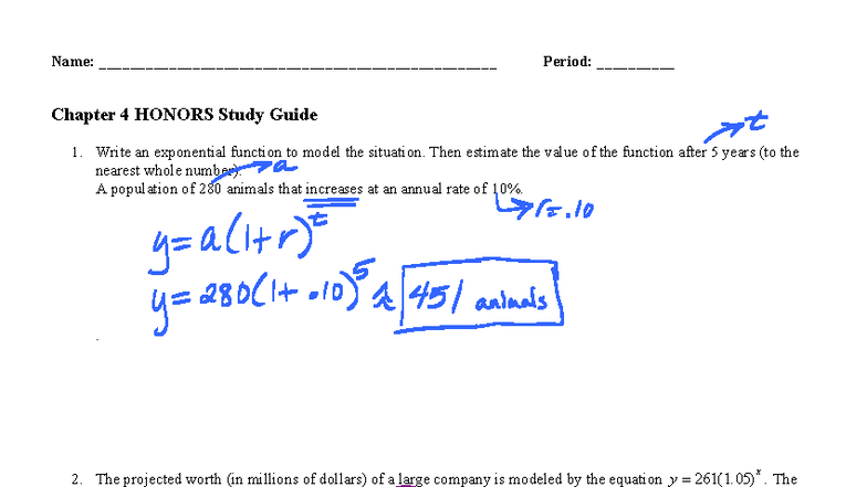 Chapter 4 Study Guide Honors Solution Key - Name: - Studocu