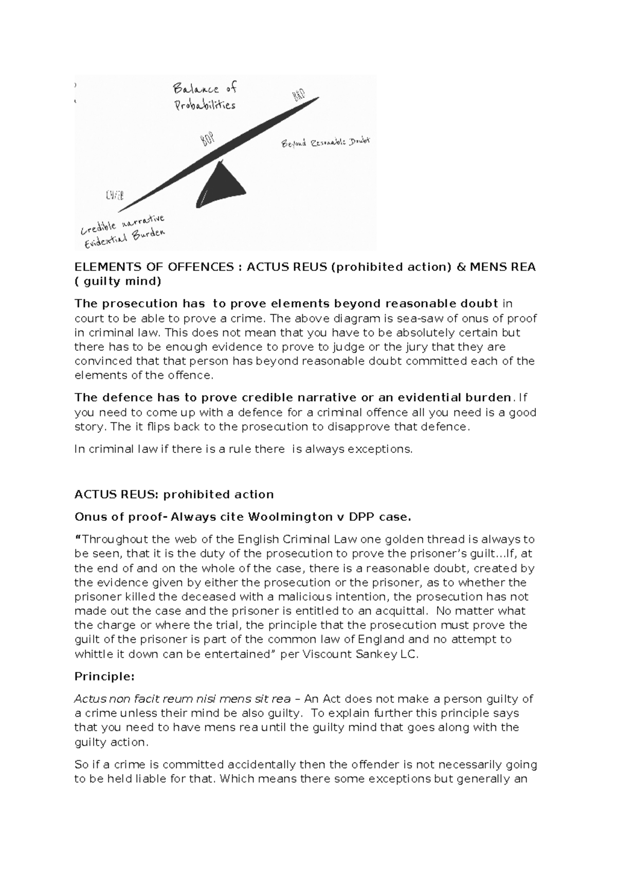 Actus Reus and Mens Rea: Key Concepts from Lecture Notes - Studocu