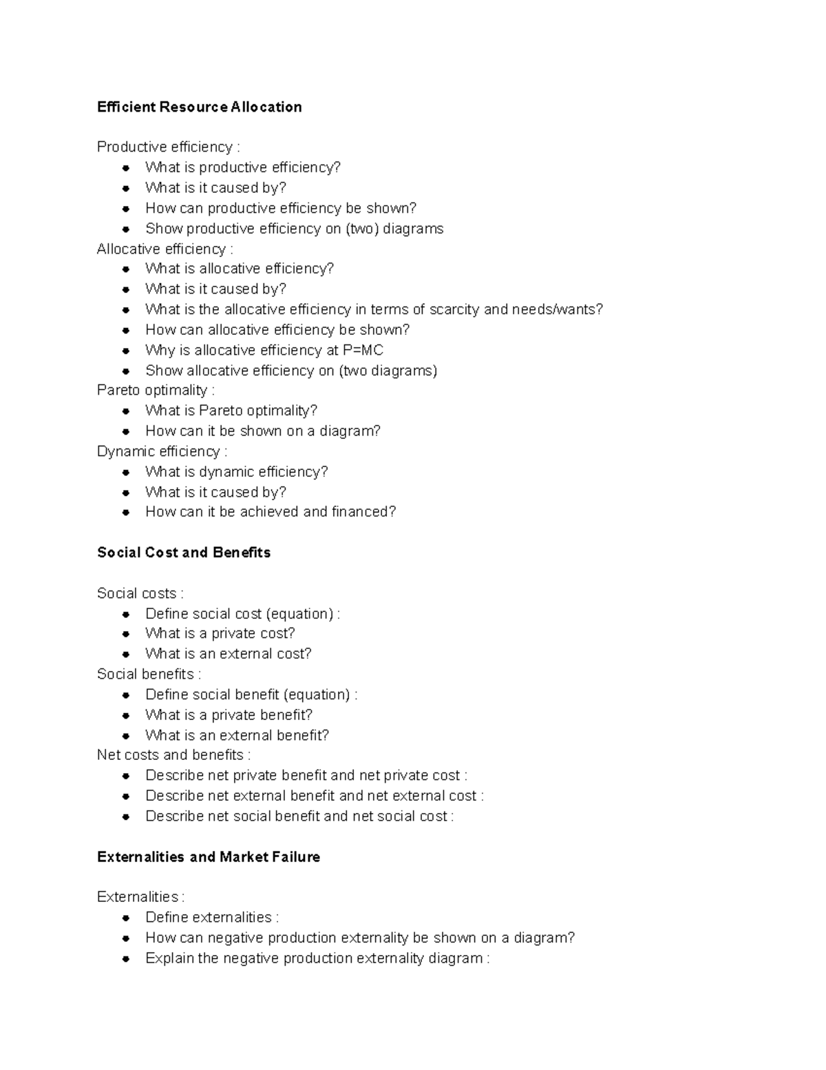 Microeconomics MIDTERM Study Guide: Key Concepts & Recall Questions ...